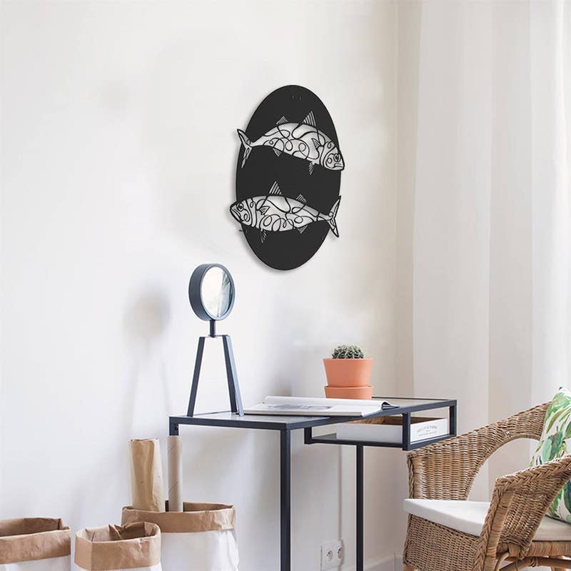 Decorative Wall Hanging, MDF Wood, 100×100×0.5 - Black