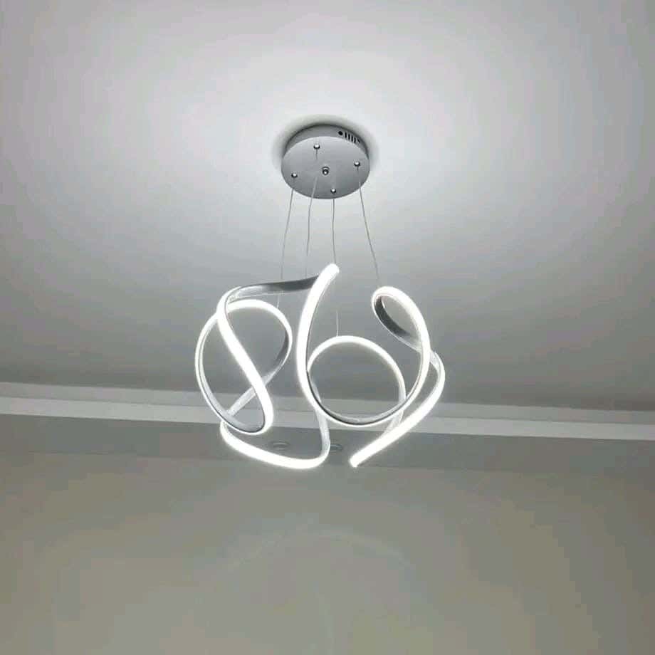 Modern LED chandelier, 45 cm, white, yellow and warm - black