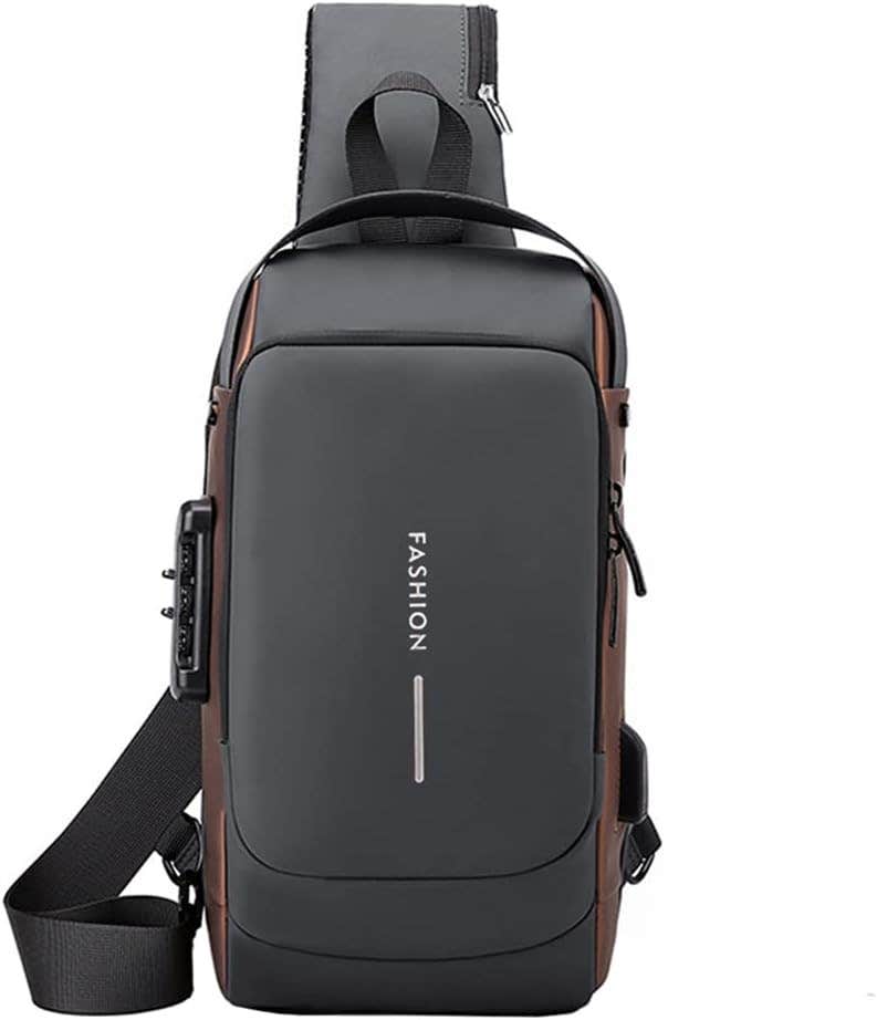 Cessfle USB Charging Sport Sling Anti-Theft Shoulder Bag - Black