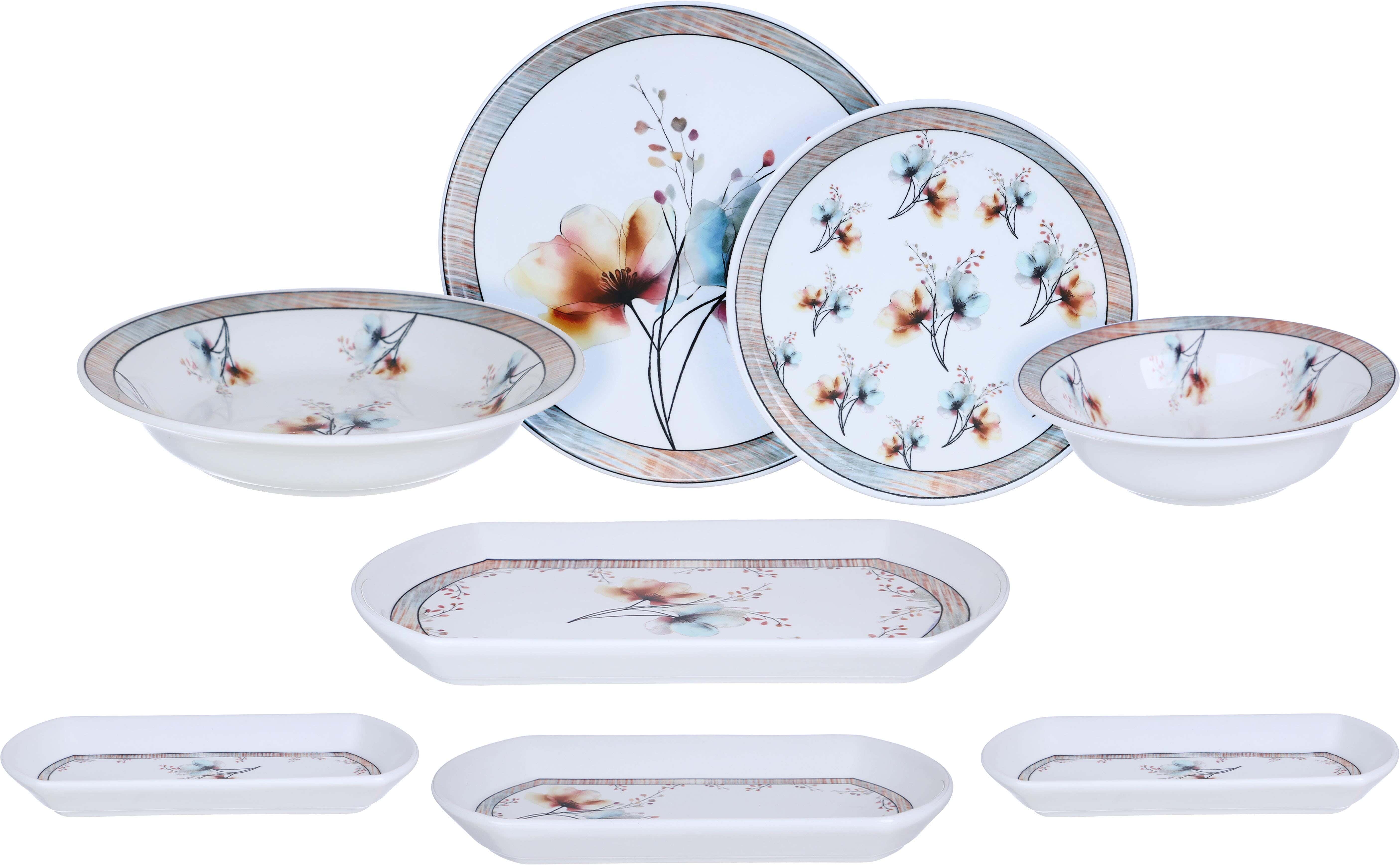 Moultimex Porcelain Round Dinner Set, 28 Pieces - Multicolor