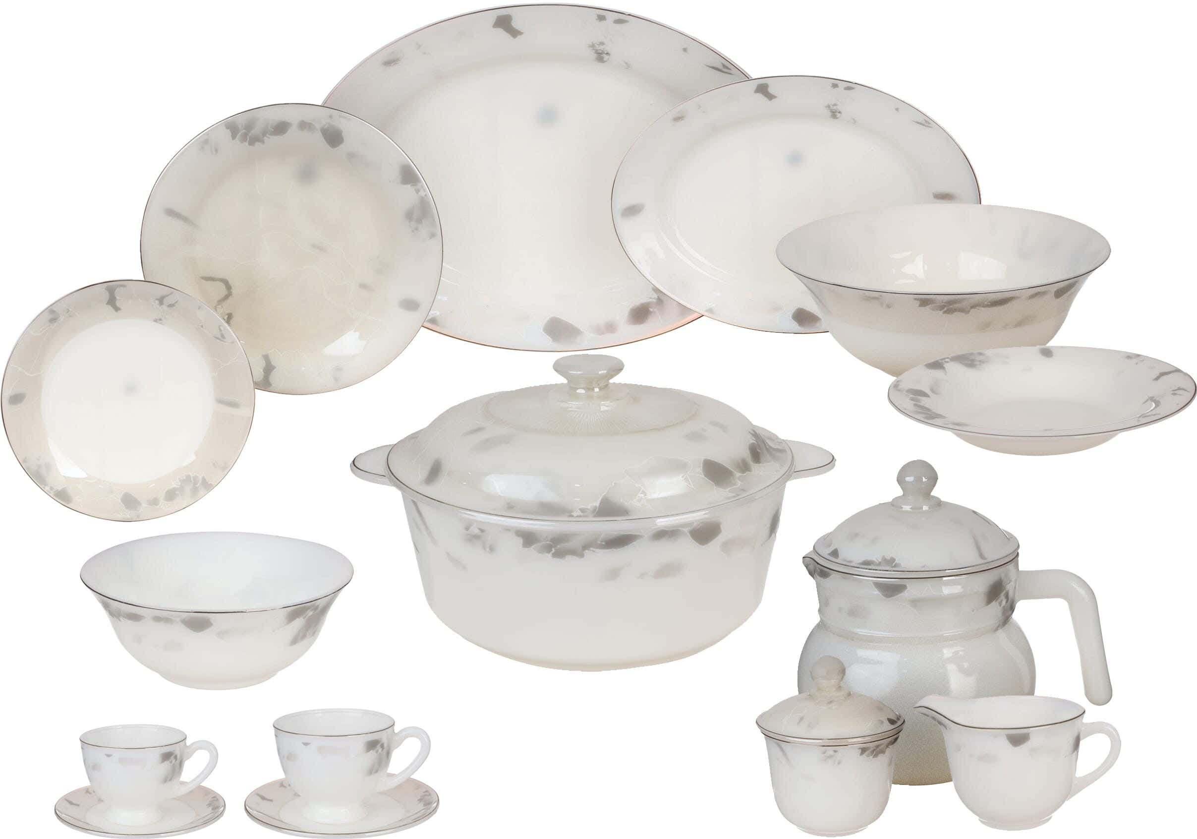 GEMYA Arcopal Round Dinner Set, 58 Pieces - White Beige