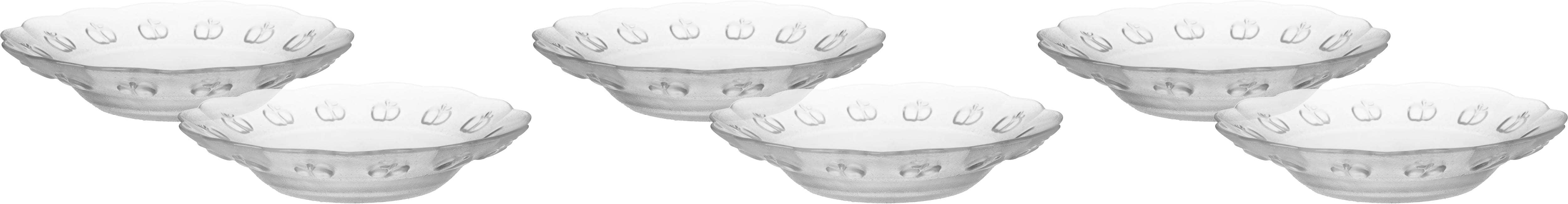 Round Glass Plate Set, 6 Pieces, 16 cm - Clear