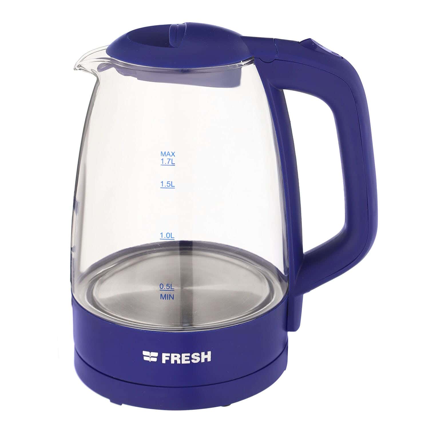 Fresh EGK17000  Pyrex Electric Water Kettle, 1.7 Liter, 2200 Watt- Clear Blue