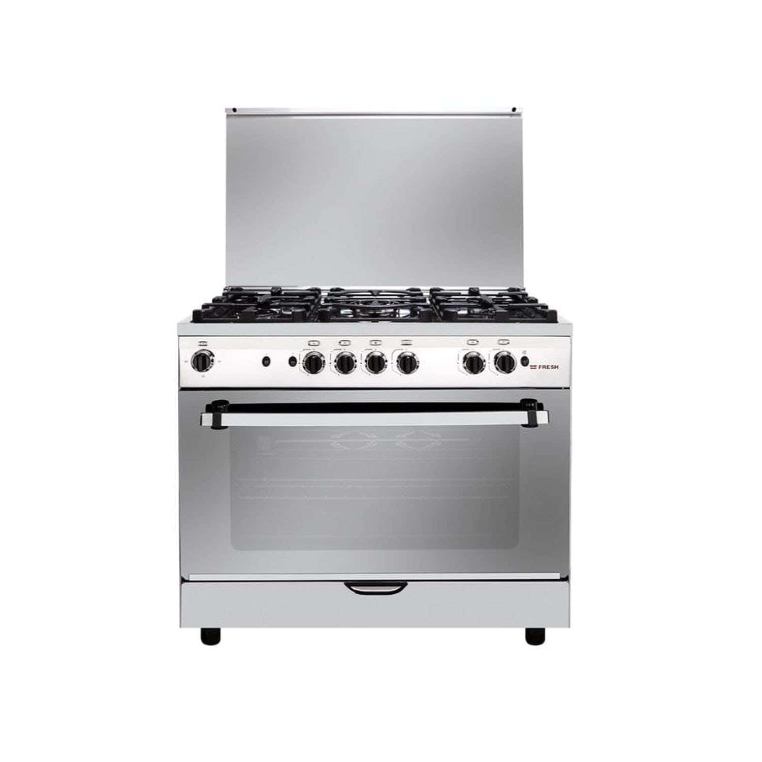Fresh 17080 Hi-Cast Gas Cooker, 5 Burners, 90x60 cm - Silver