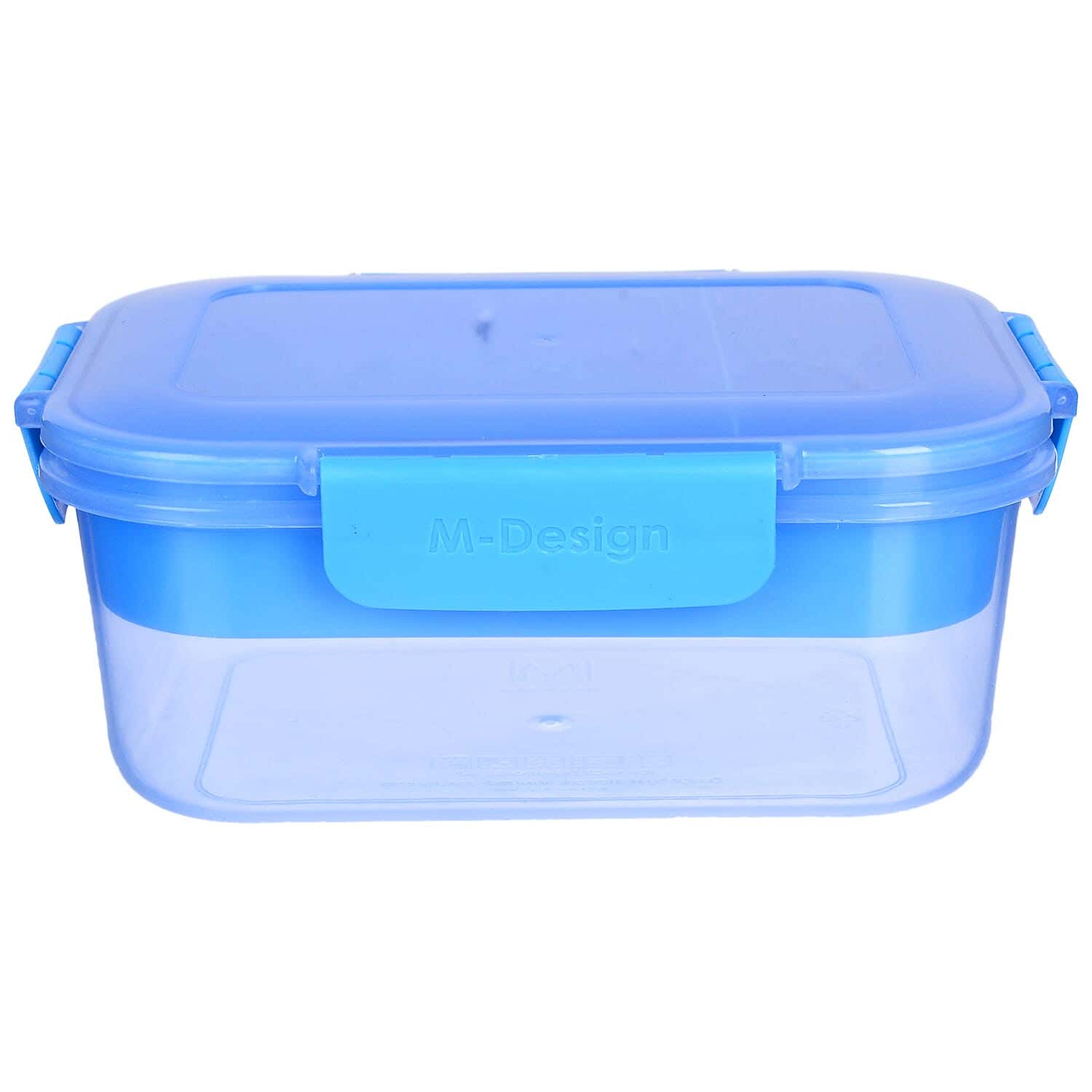 M Design Plastic Lunch Box with Clips Cover, 1.6 Liter - Blue