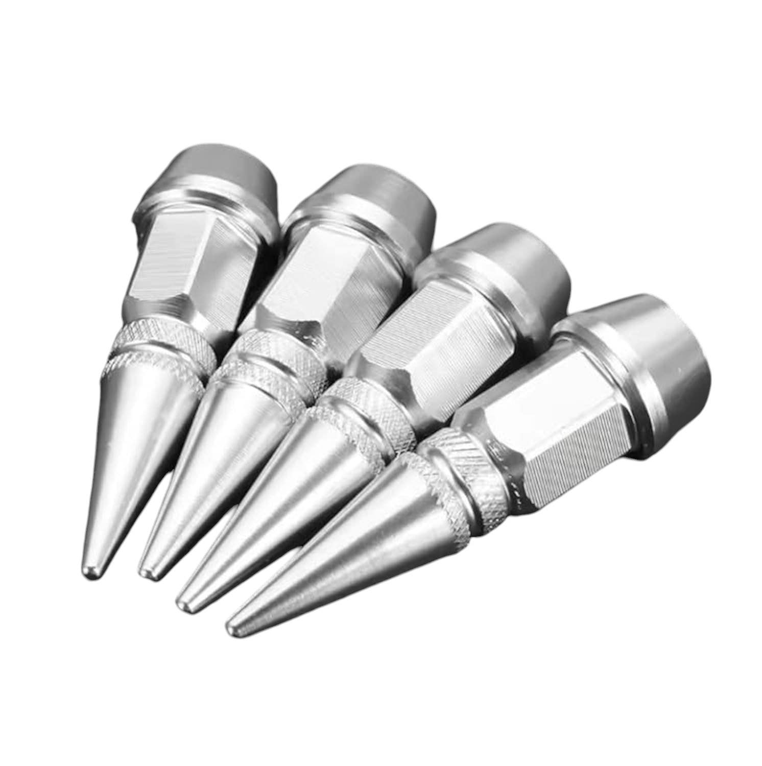 Aluminum Tire Valve Cap, 4 Pieces - Silver