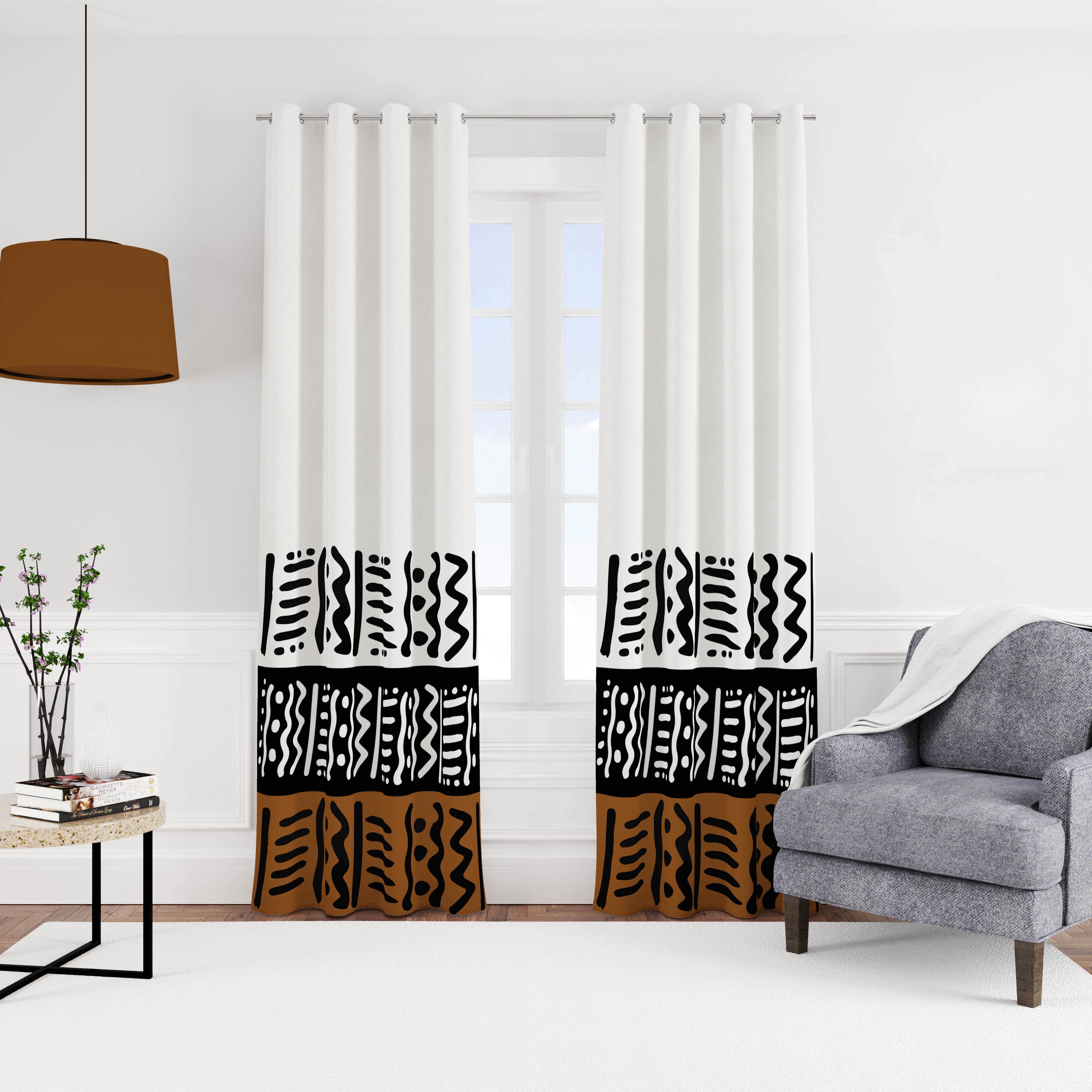 Velvet Curtain With Rings, Two Pieces, 270 X 280 Cm - Multicolor