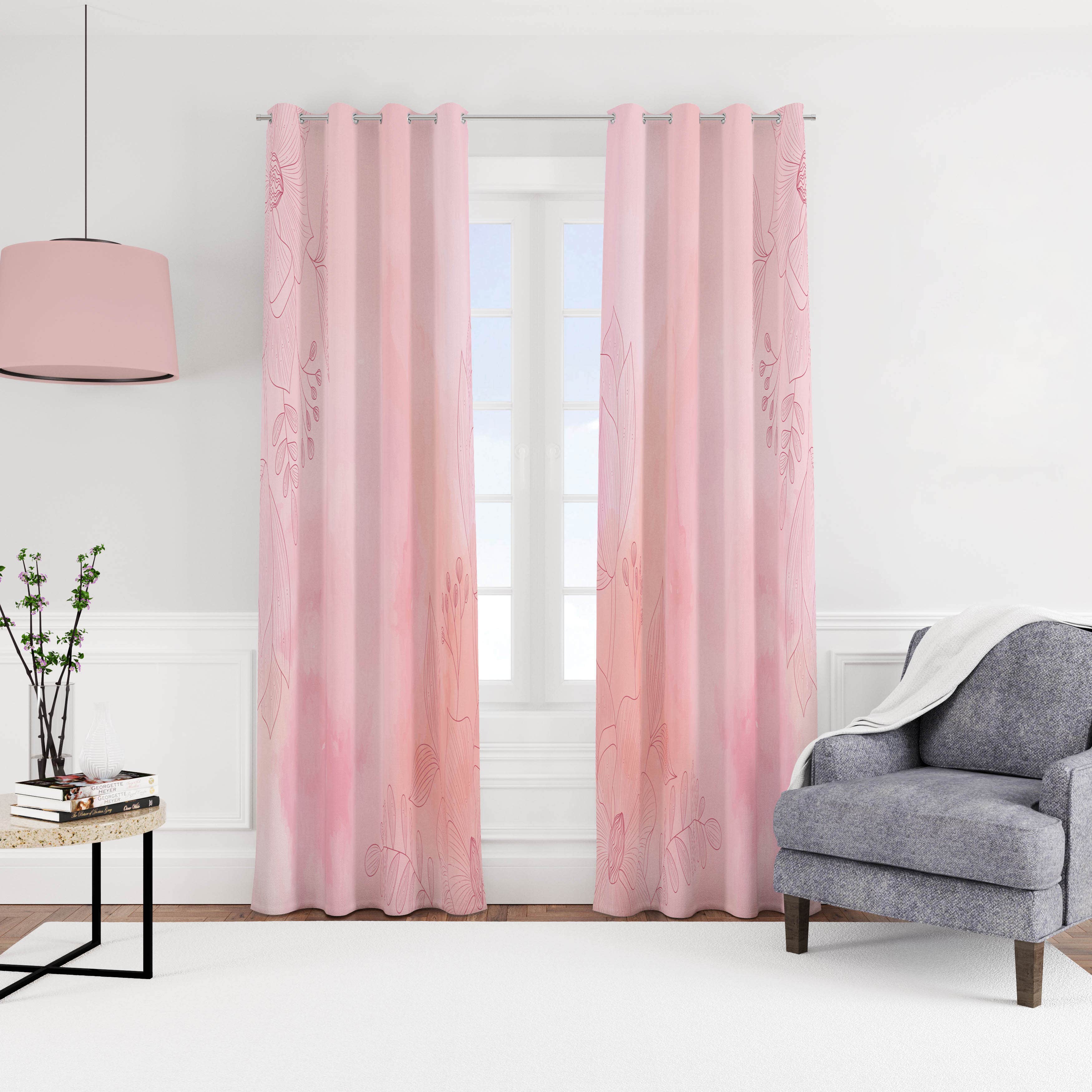 Velvet Curtain With Rings, 270 X 145 Cm - Multicolor
