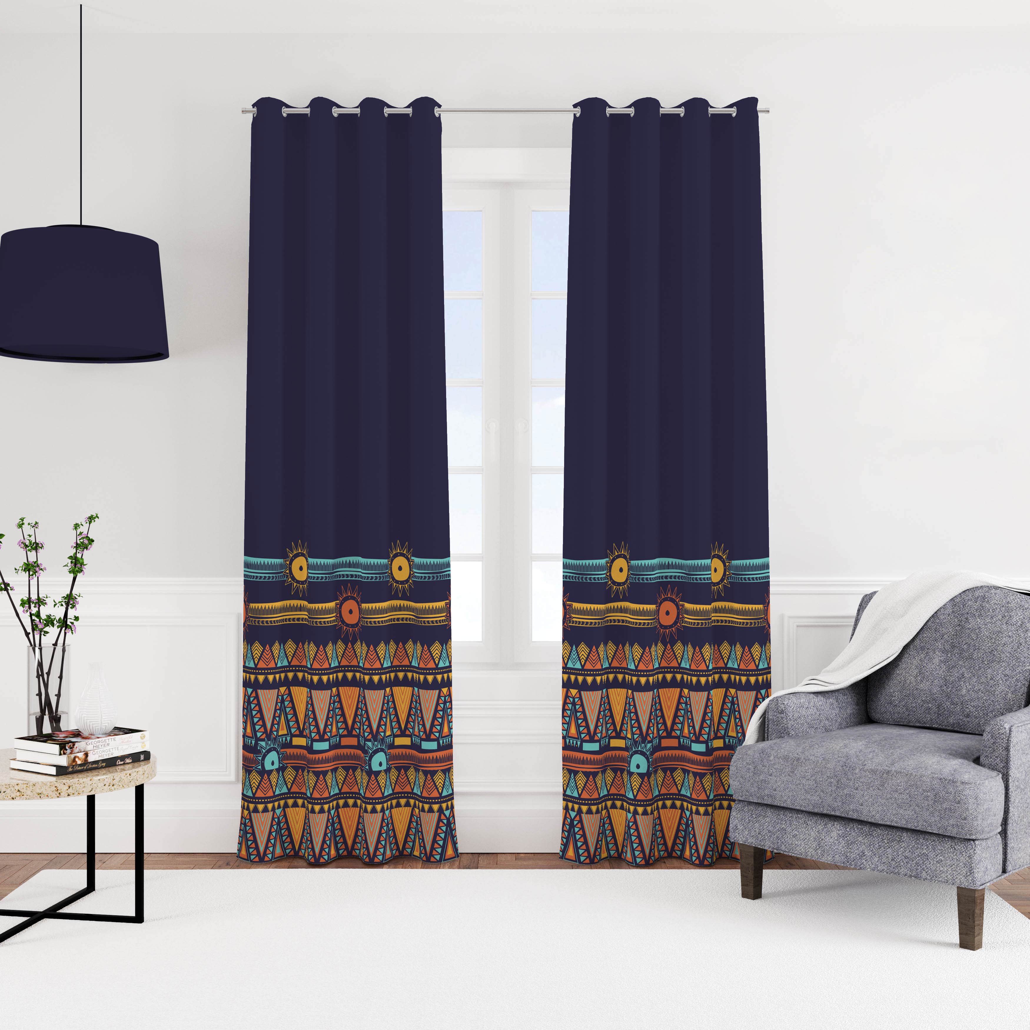 Velvet Curtain With Rings, 270 X 145 Cm - Multicolor