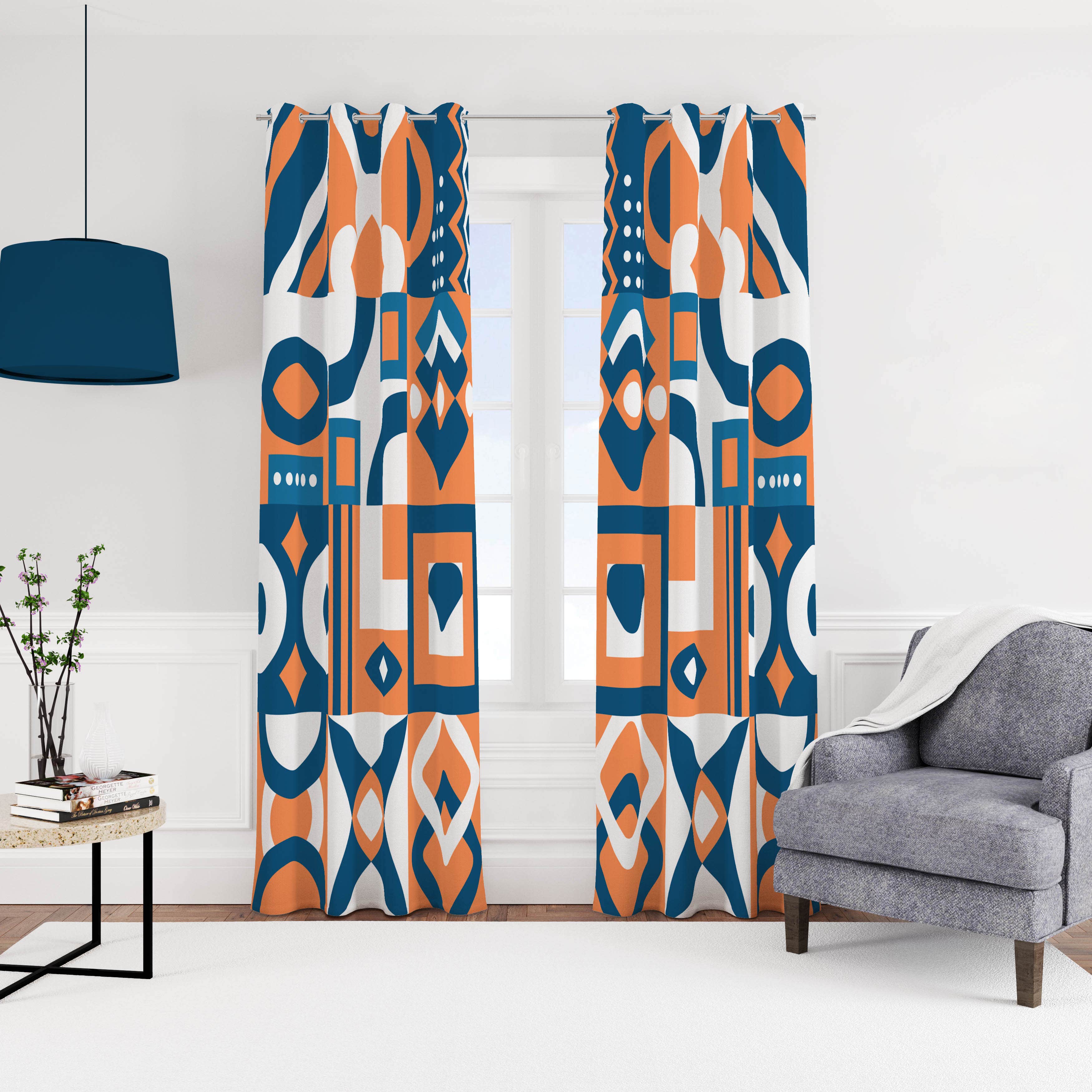 Velvet Curtain With Rings, 270 X 145 Cm - Multicolor