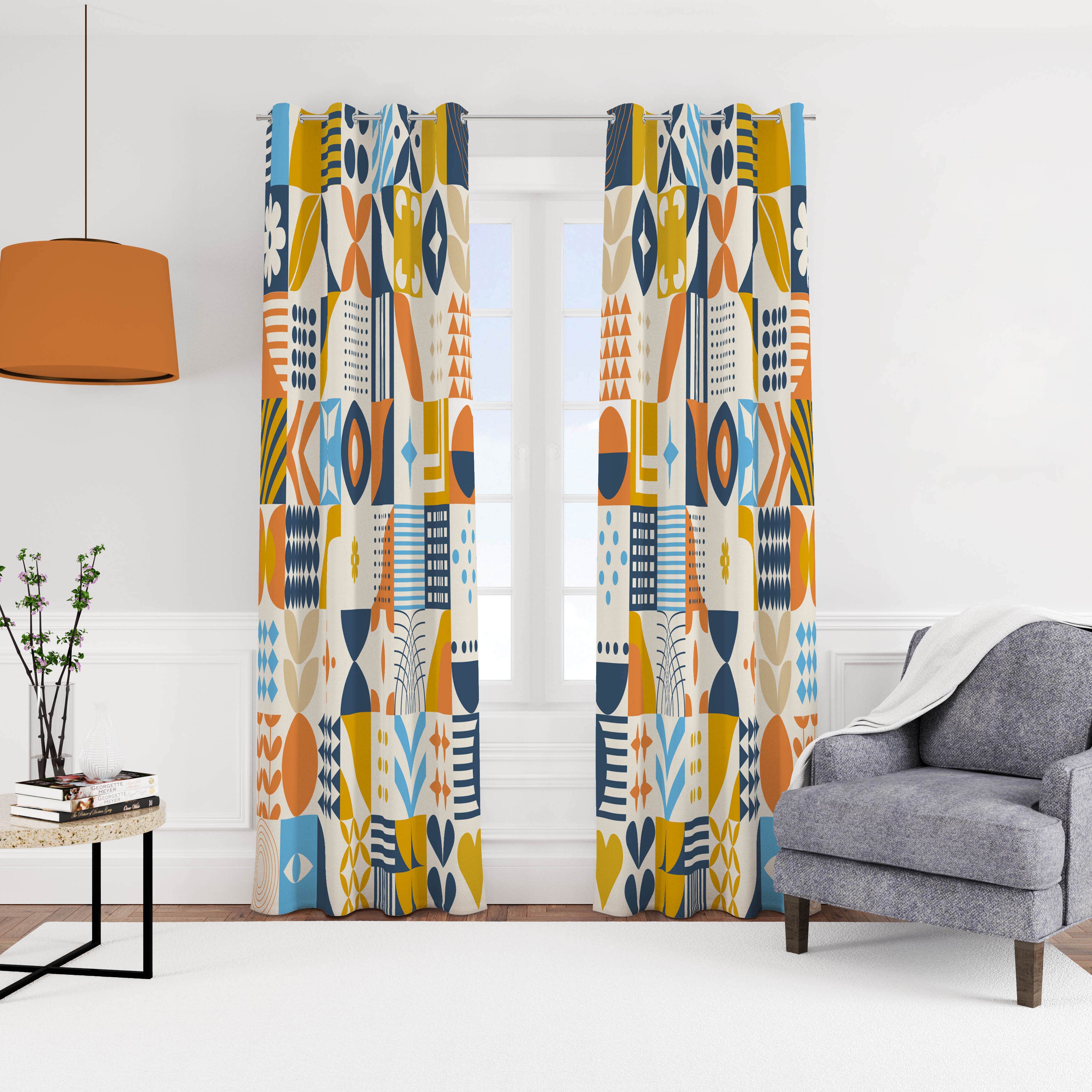 Velvet Curtain With Rings, 270 X 145 Cm - Multicolor