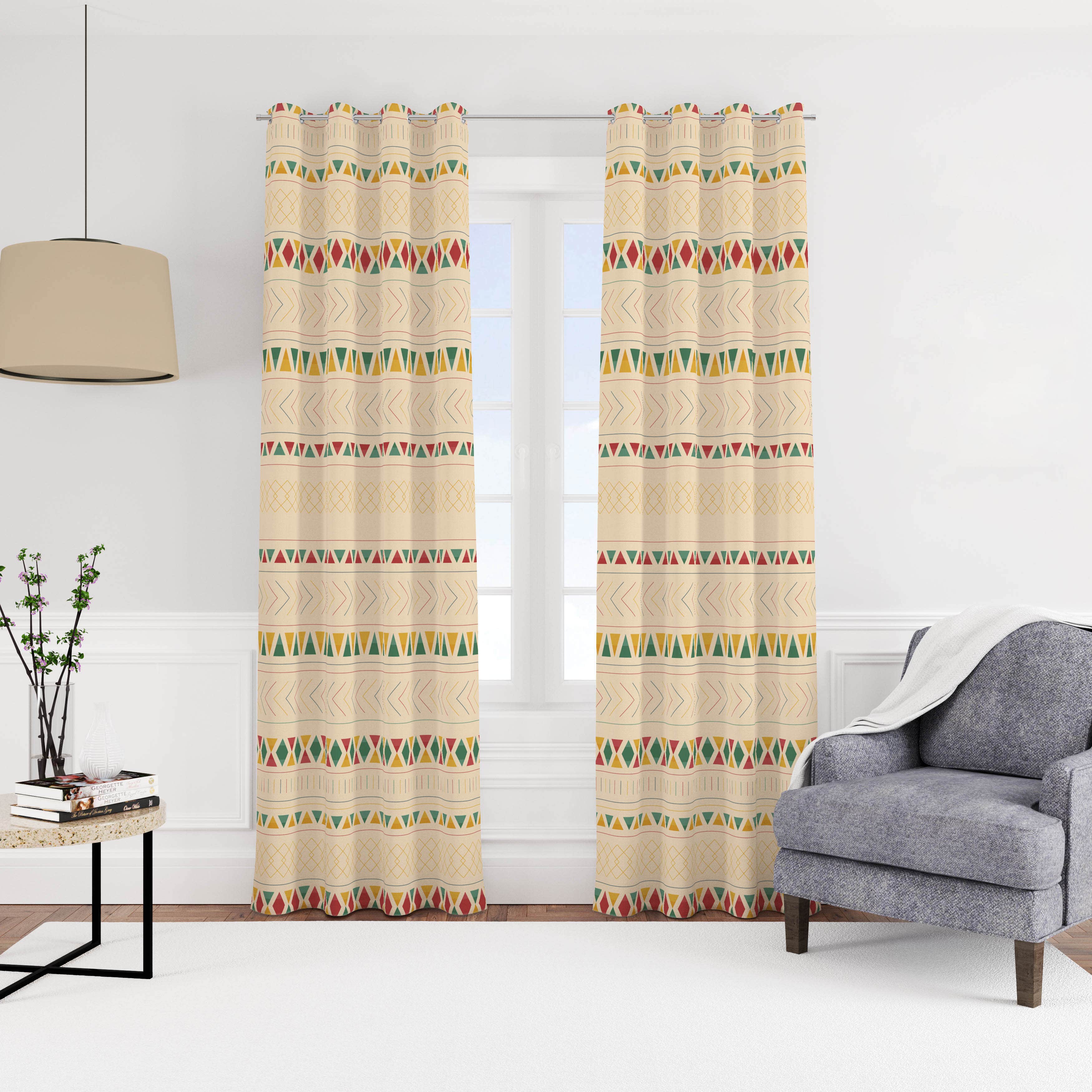 Velvet Curtain With Rings, 270 X 145 Cm - Multicolor