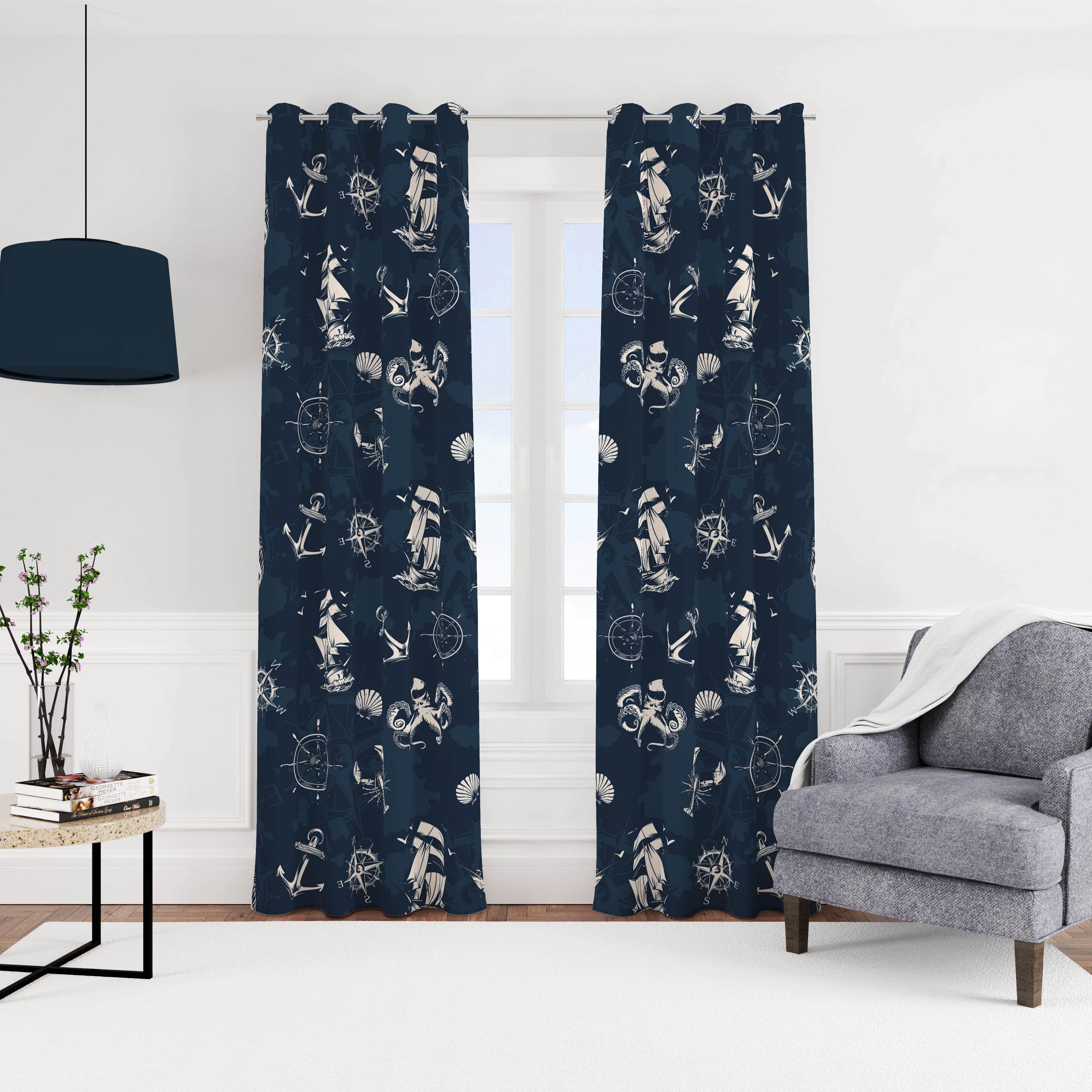 Velvet Curtain With Rings, 270 X 145 Cm - Multicolor