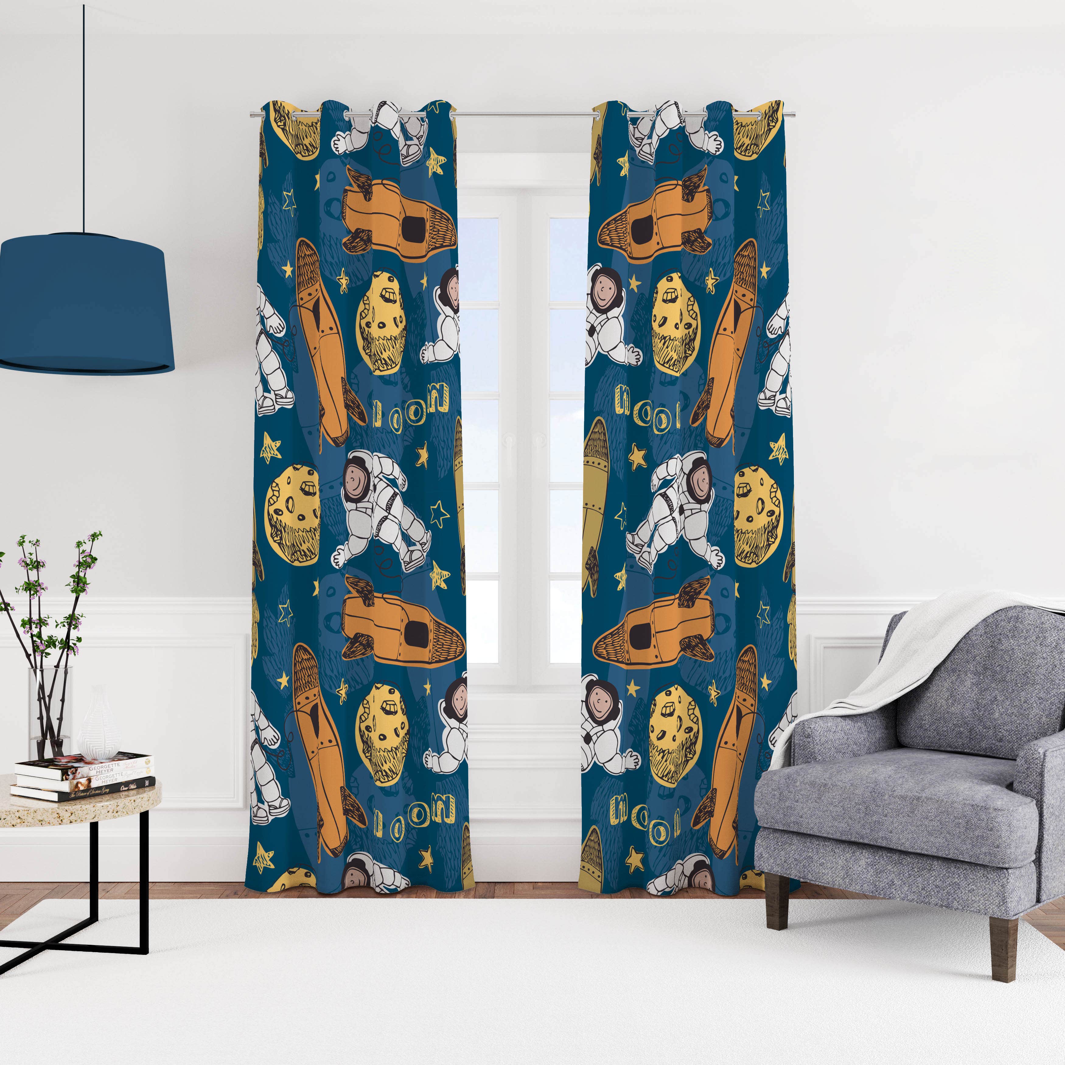 Velvet Curtain With Rings, 270 X 145 Cm - Multicolor