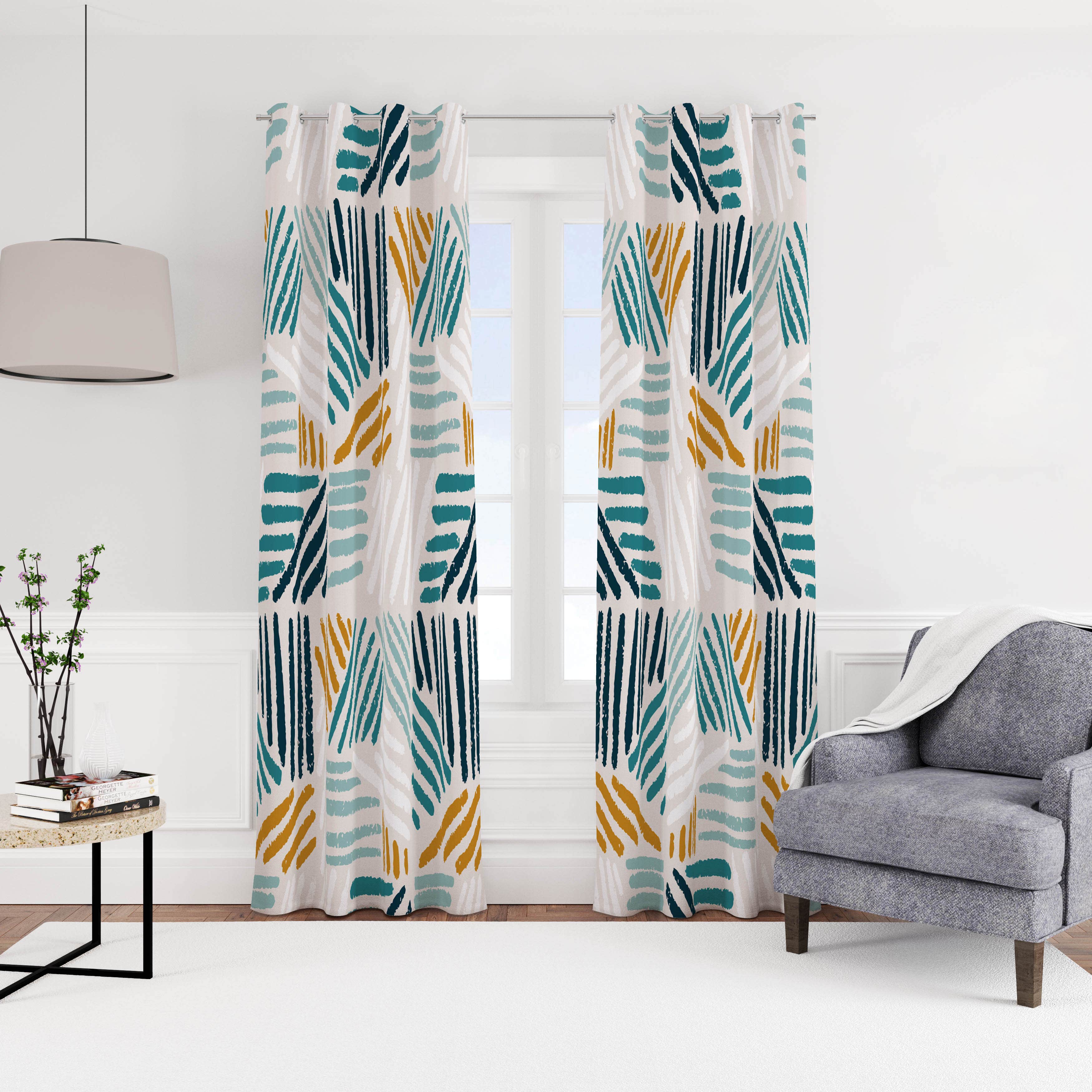 Velvet Curtain With Rings, 270 X 145 Cm - Multicolor