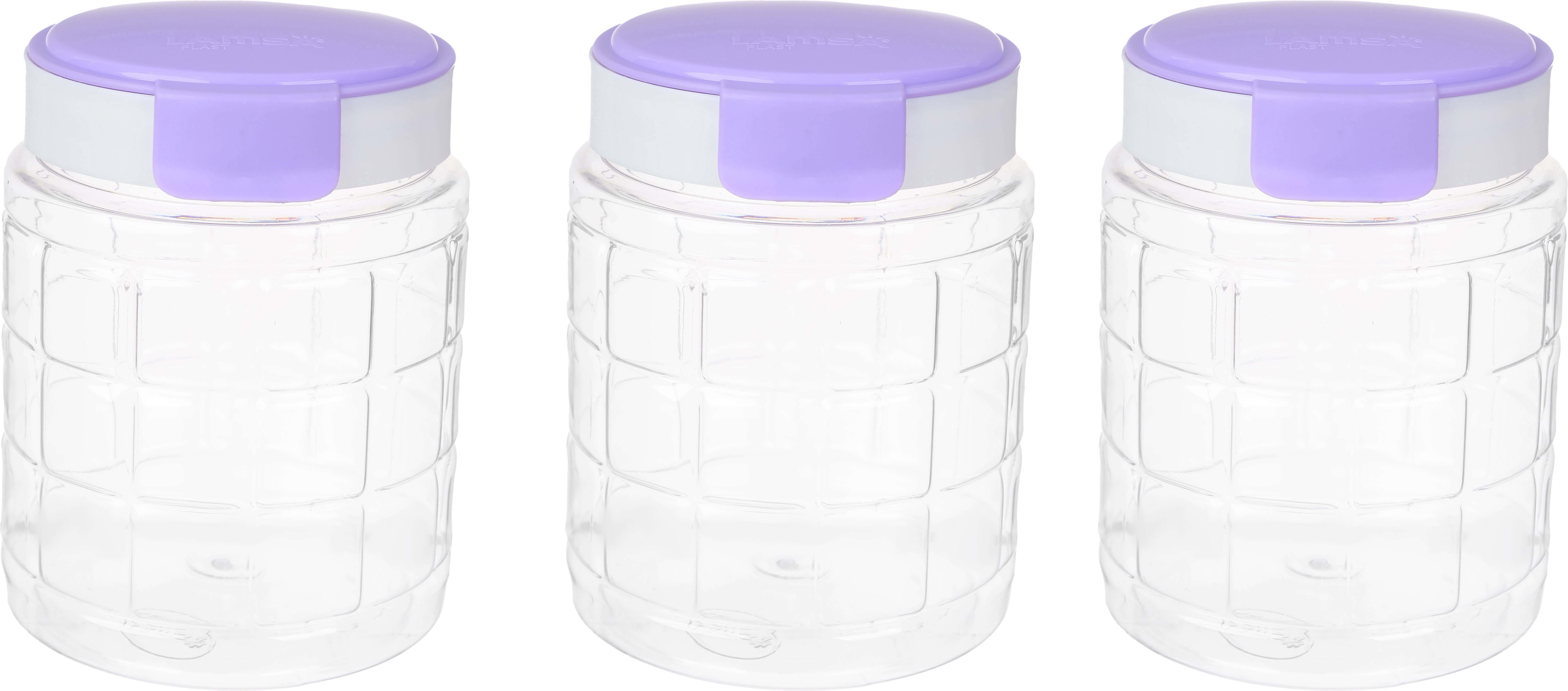 Lmsa Plast Plastic Spice Jar Set, 3 Pieces, 450 ml - White Mauve