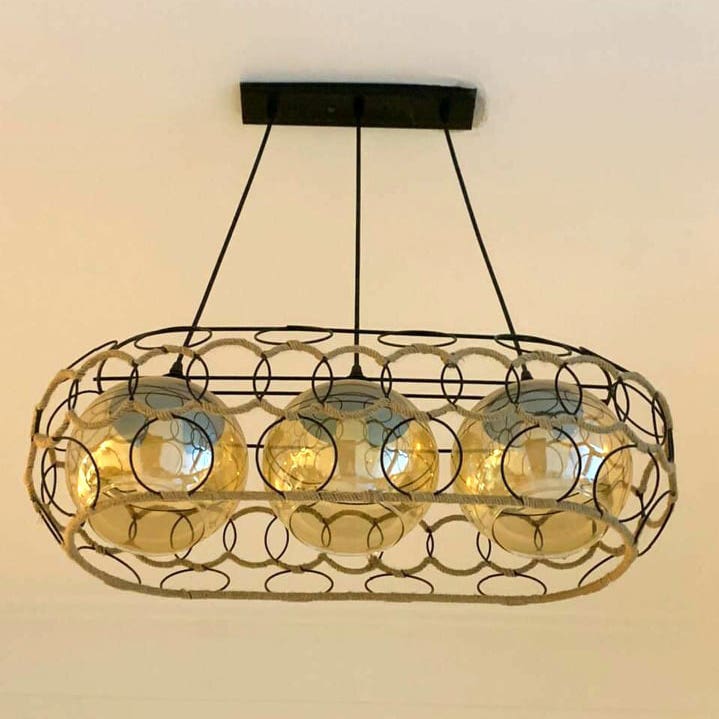 Modern Chandelier, 3 Bulbs, 80×60 - Black