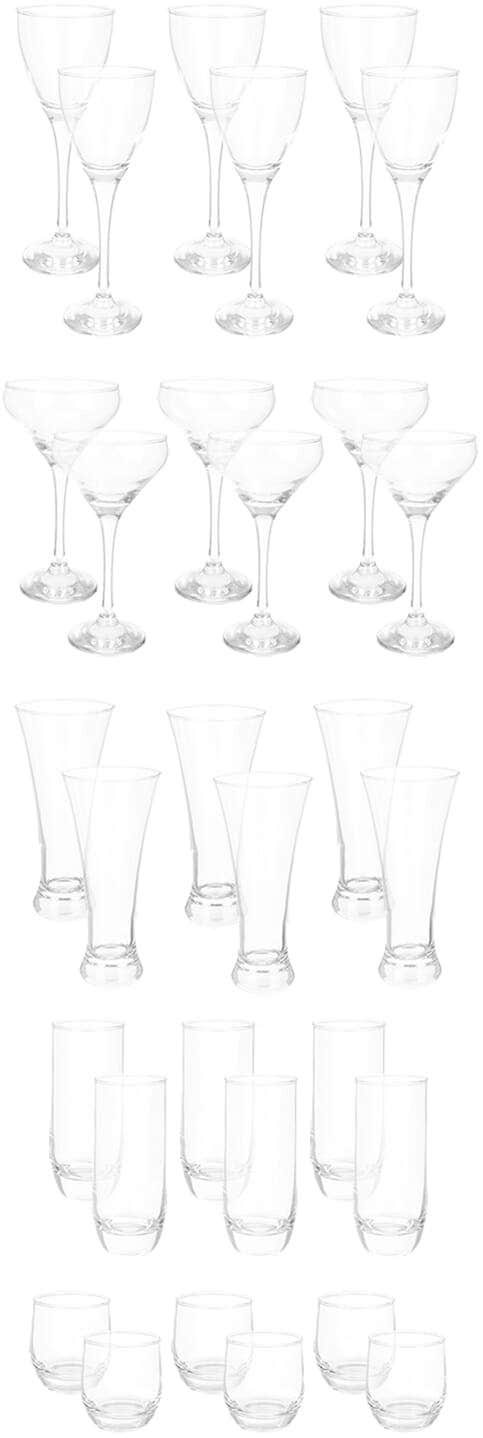 Pasabahce Glass Cup Set, 30 Pieces - Clear