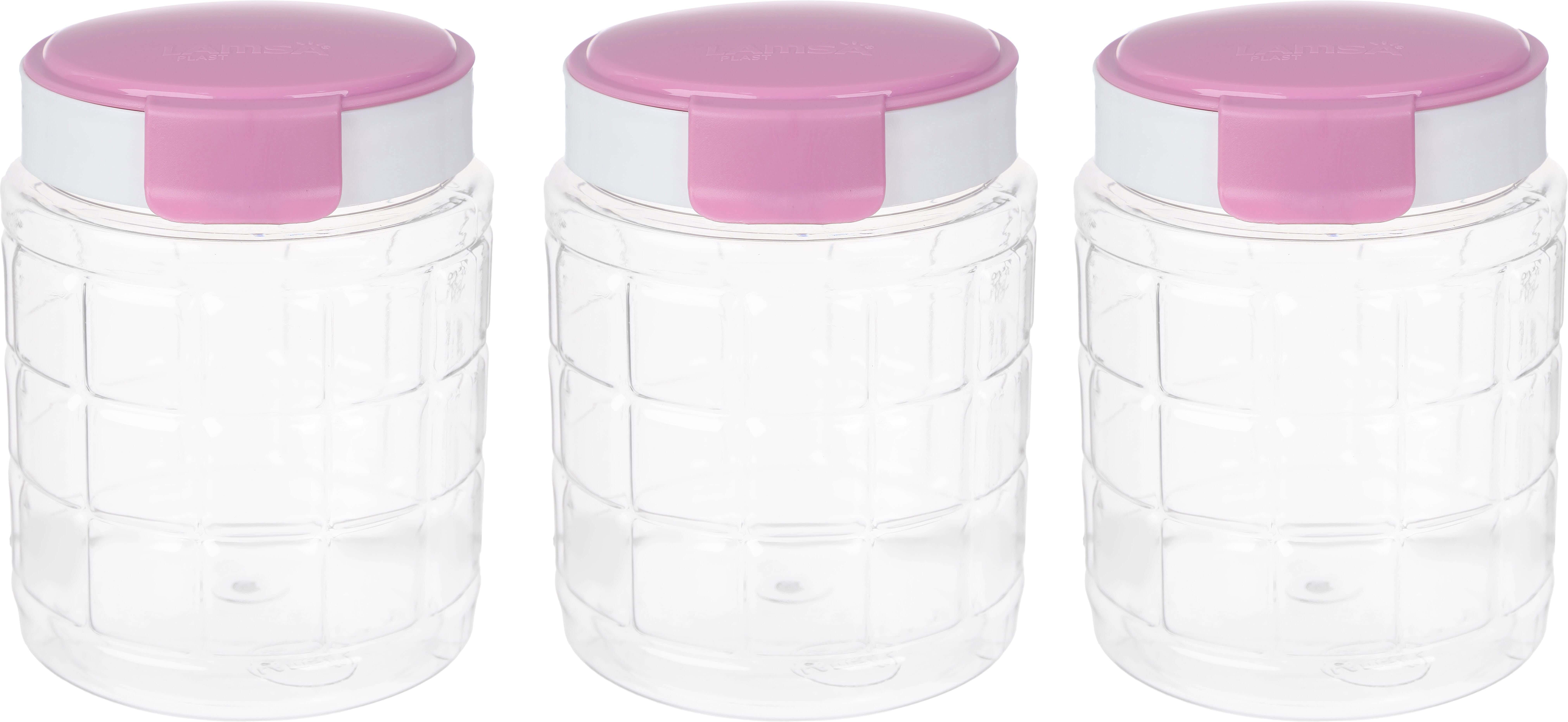 Lmsa Plast Plastic Spice Jar Set, 3 Pieces, 450 ml - White Cashmere