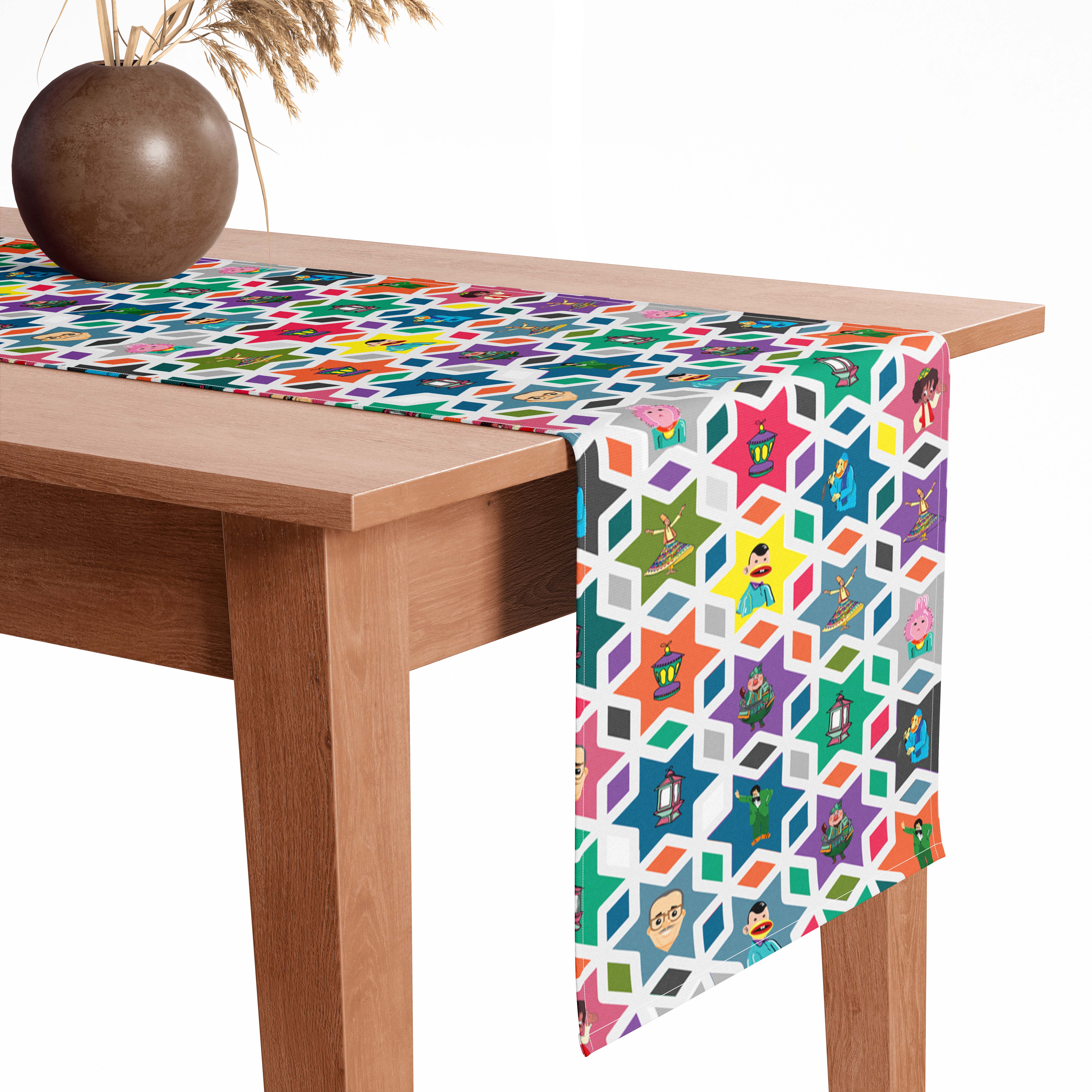Velvet Rectangular Embellishment Tablecloth, 40×200 cm - Multicolor