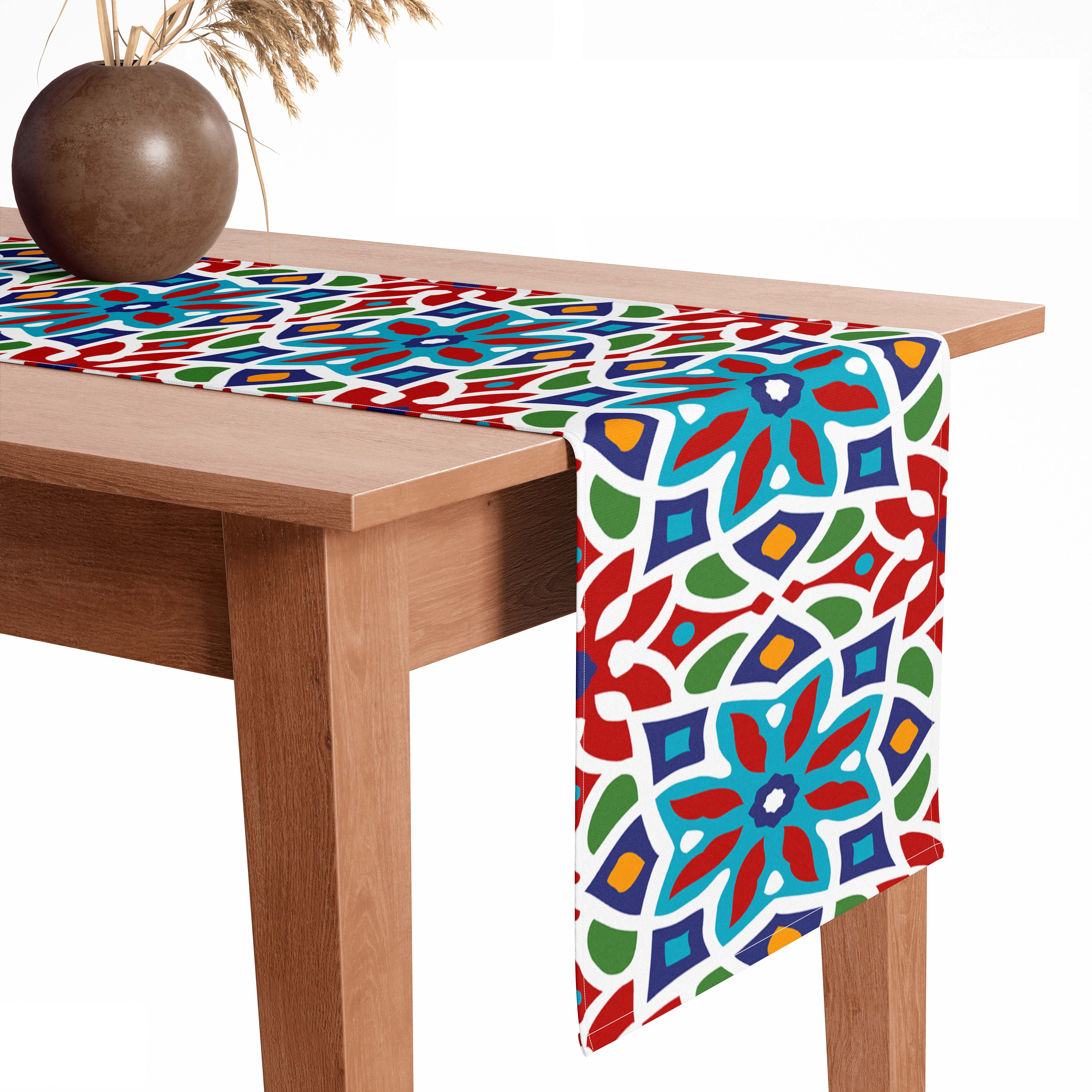 Velvet Rectangular Embellishment Tablecloth, 40×200 cm - Multicolor