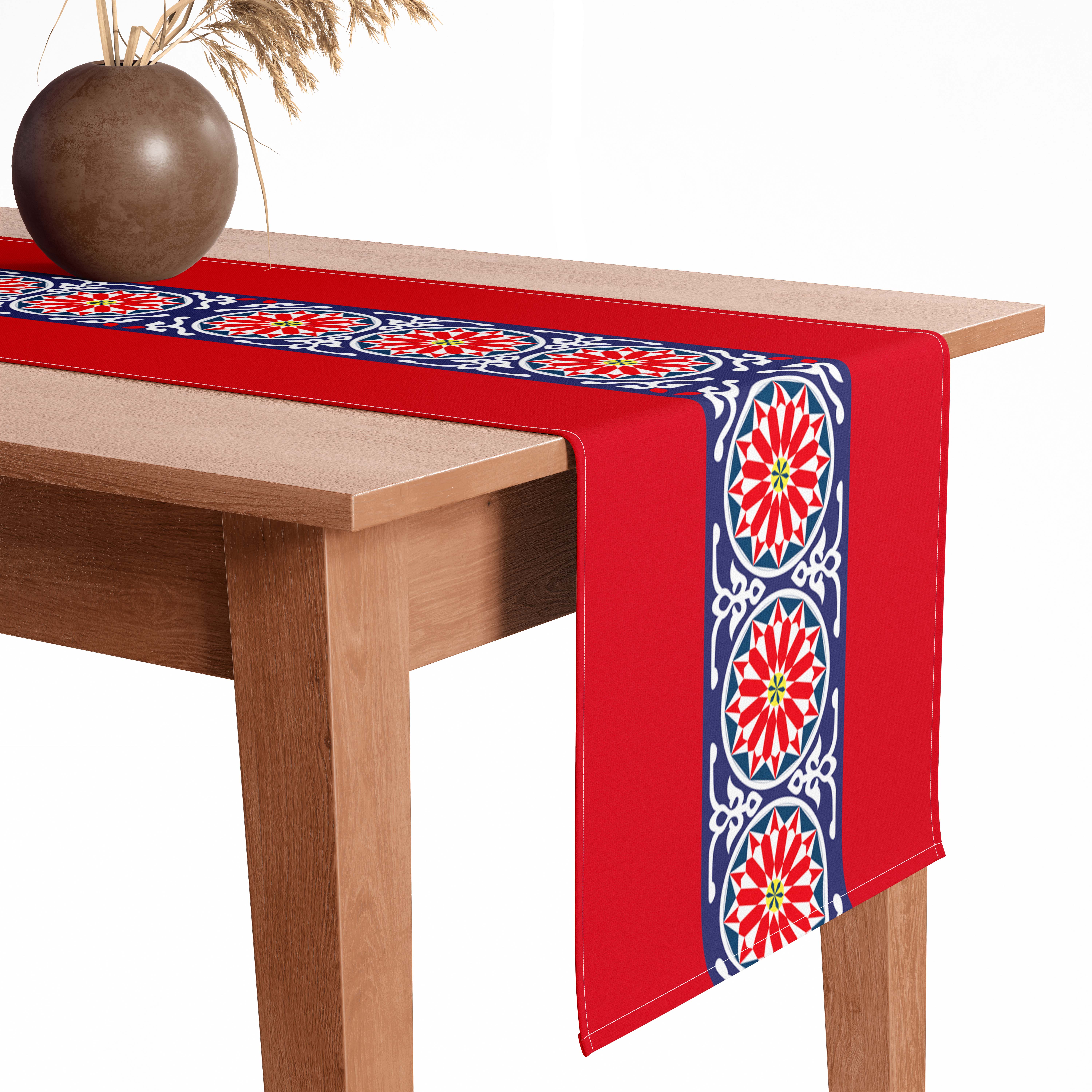 Velvet Rectangular Embellishment Tablecloth, 40×200 cm - Multicolor