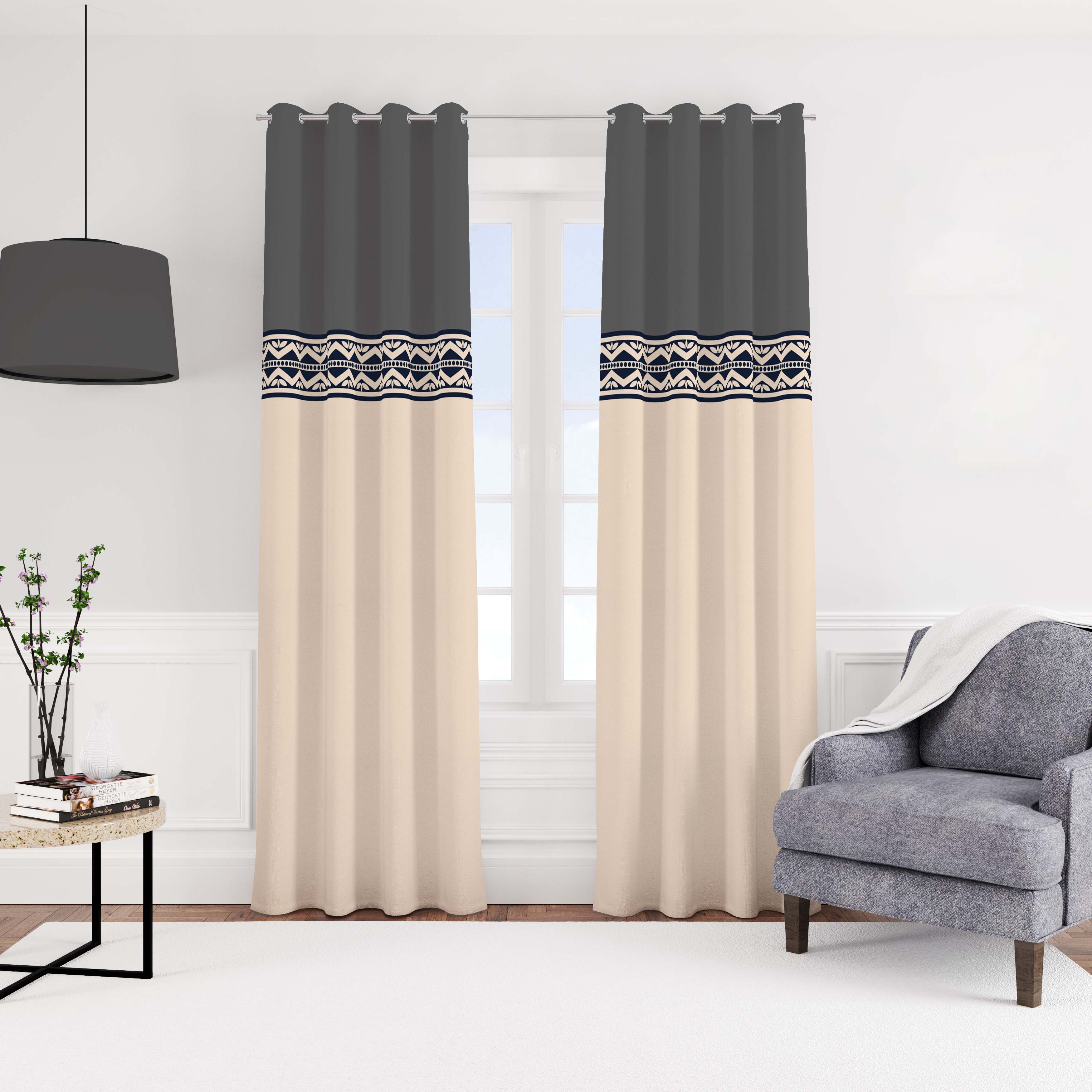 Velvet Modern Curtain with Rings, 140x270 cm, One Piece - Multicolor