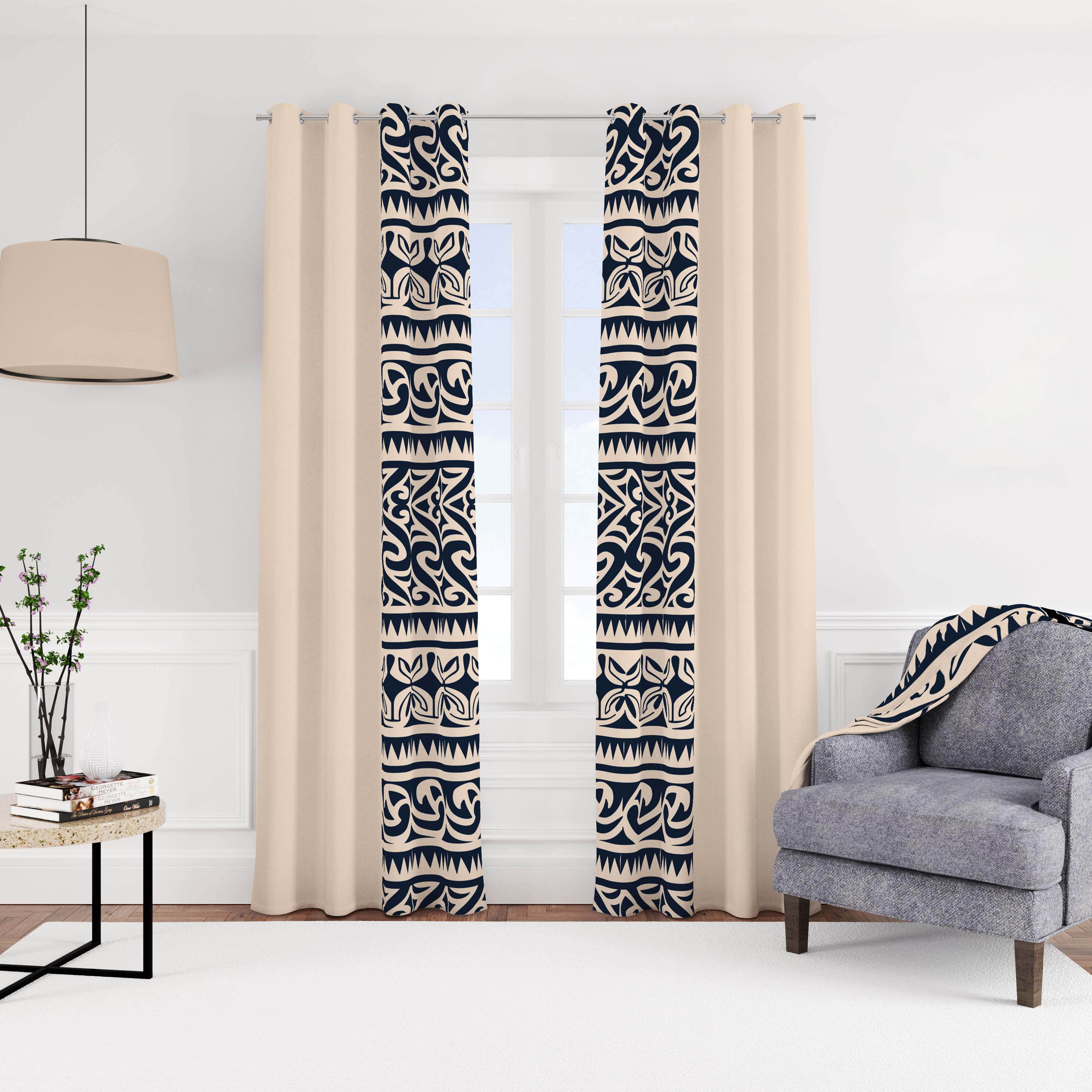 Velvet Modern Curtain with Rings, 140x270 cm, One Piece - Multicolor