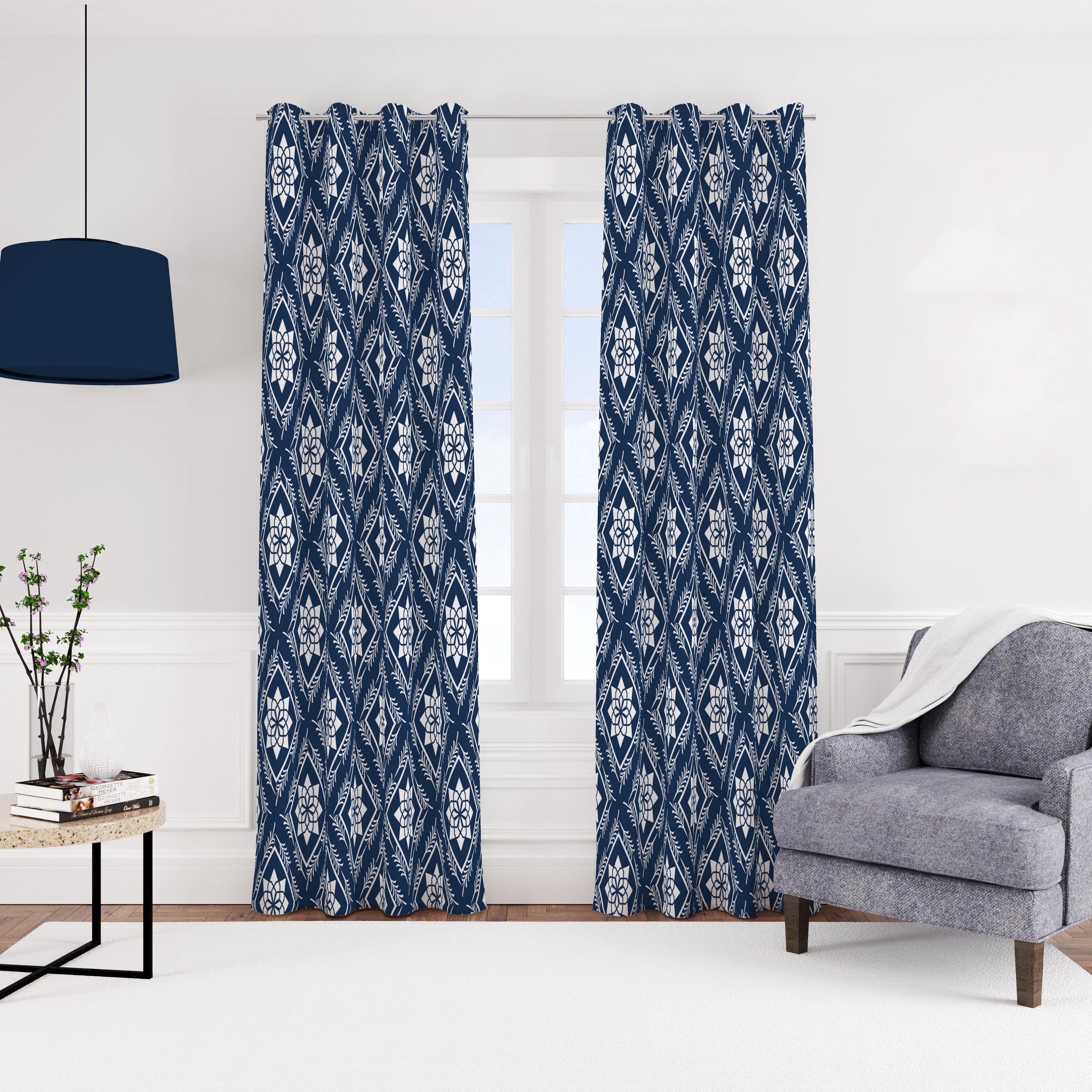 Velvet Modern Curtain with Rings, 140x270 cm, One Piece - Multicolor