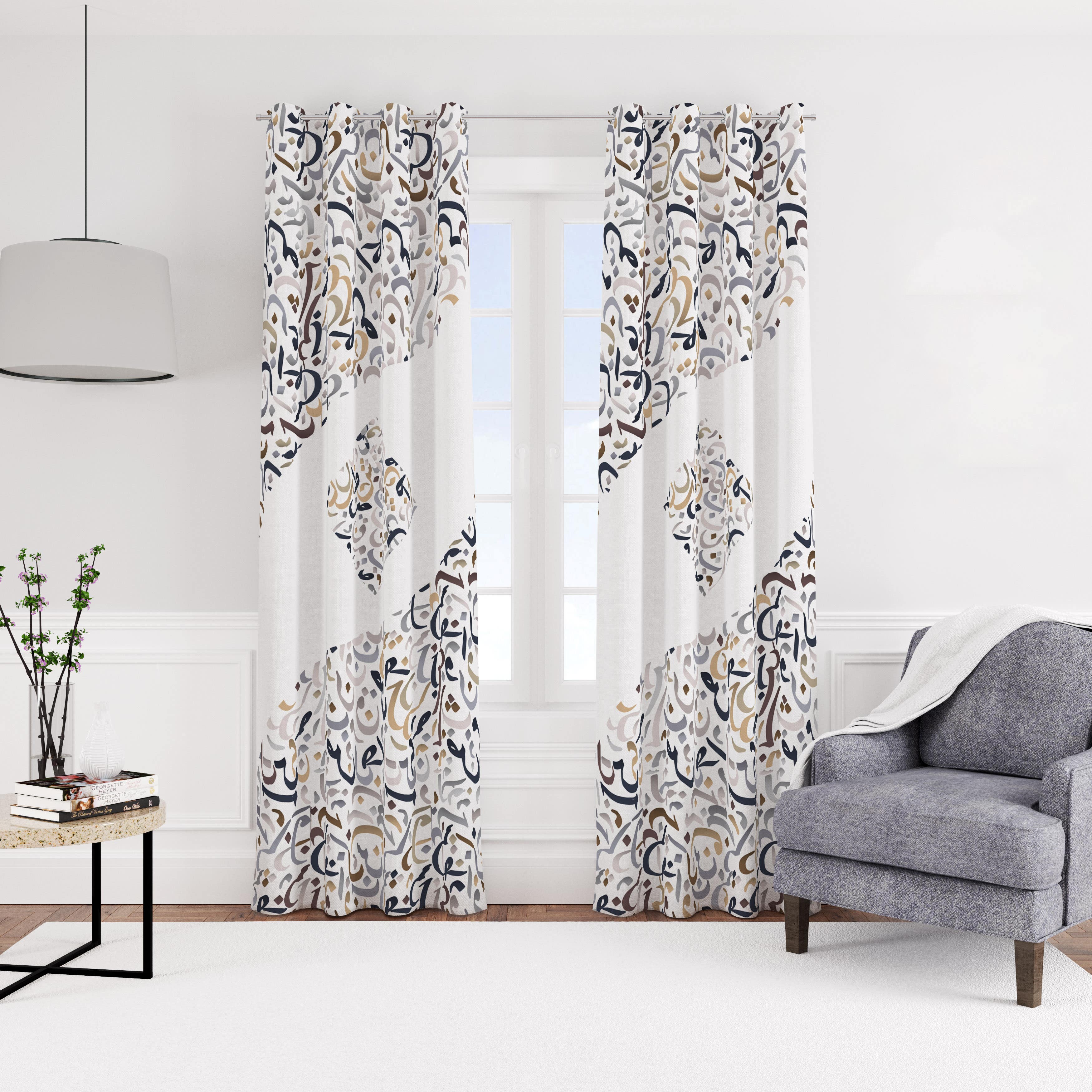 Velvet Modern Curtain with Rings, 140x270 cm, One Piece - Multicolor