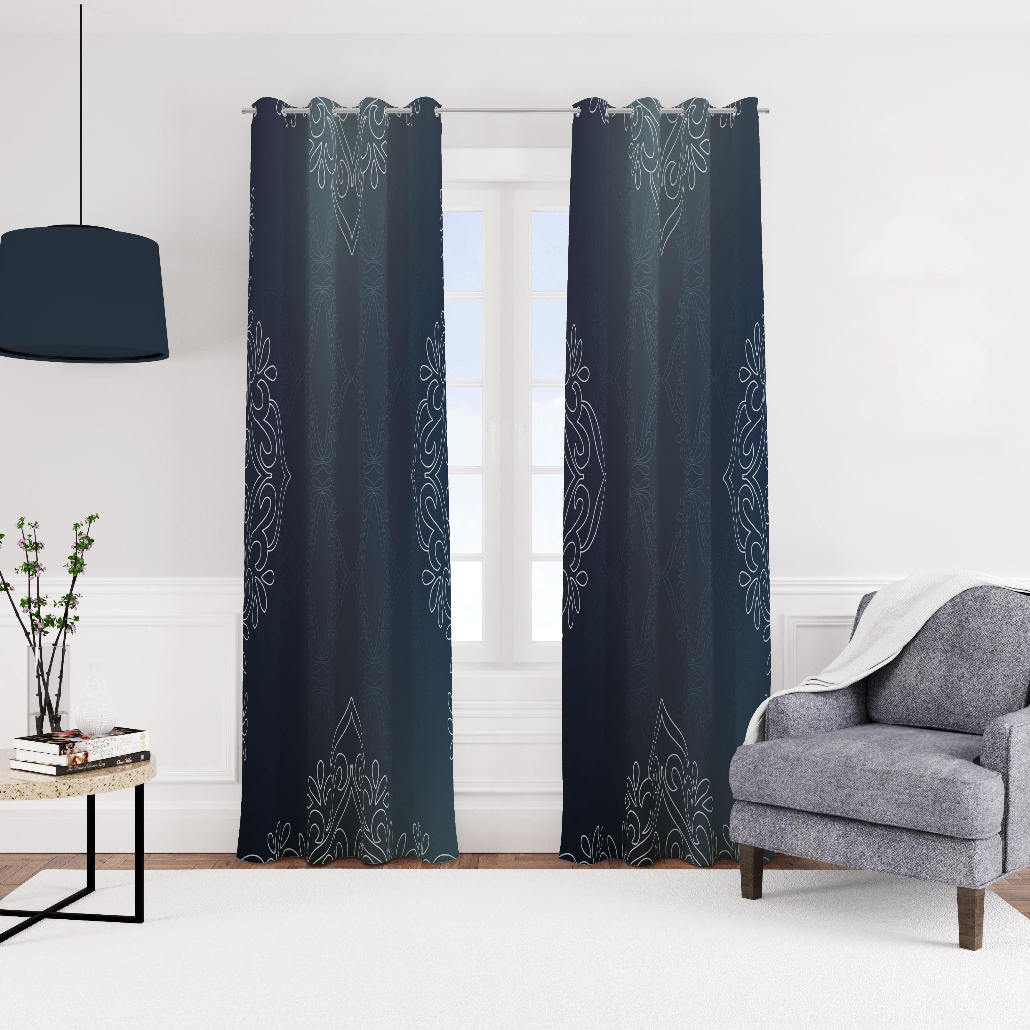 Velvet Modern Curtain with Rings, 140x270 cm, One Piece - Multicolor