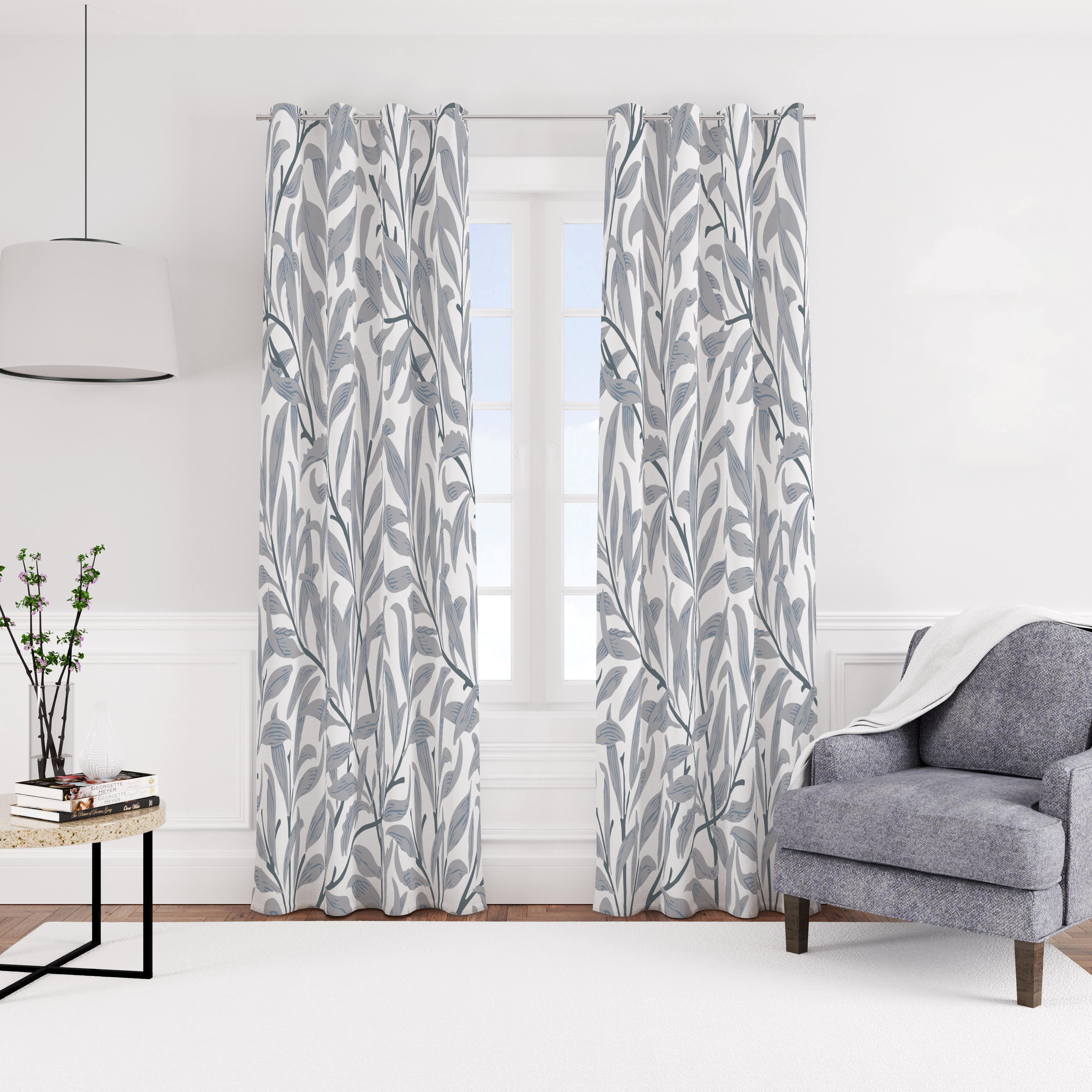 Velvet Modern Curtain with Rings, 140x270 cm, One Piece - Multicolor