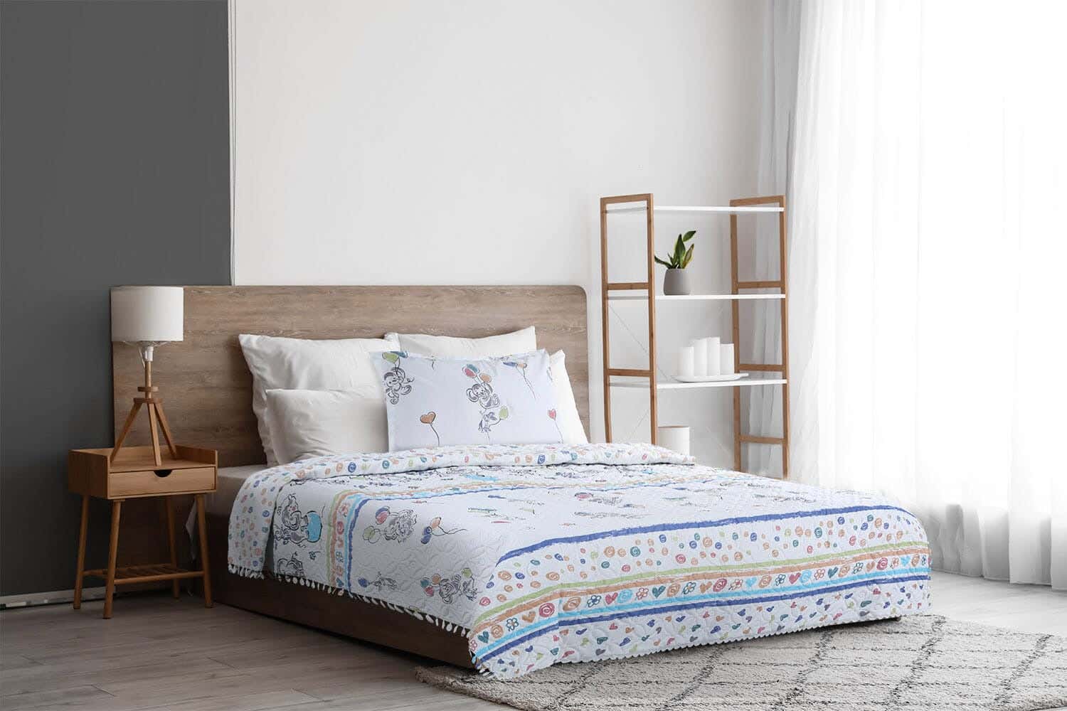 Foubed Cotton Comforter Set, 6 Pieces, 240X180 cm, Approximately 4090 Grams - White