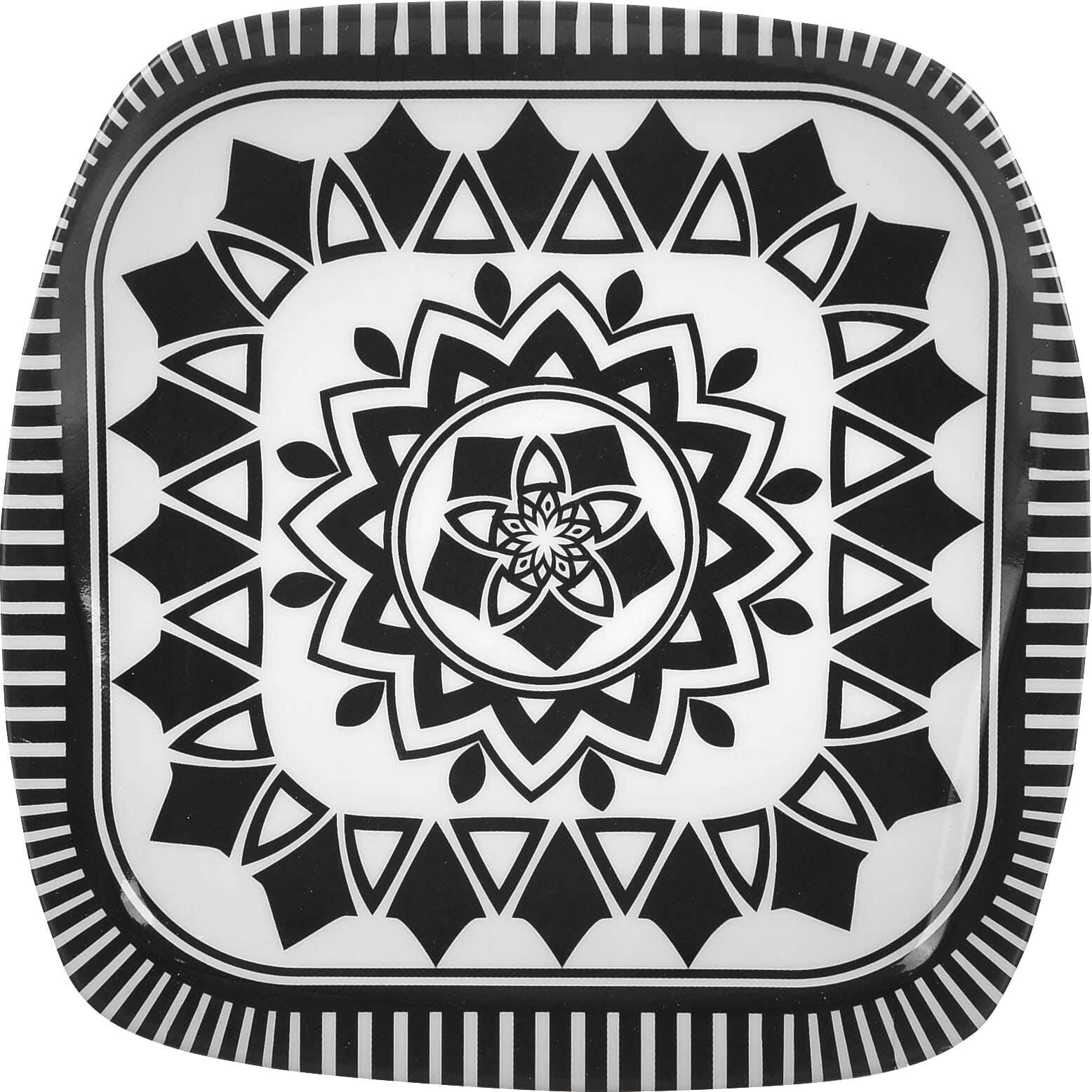 Bright Designs Square Melamine Flat Plate, 18 cm - White Black