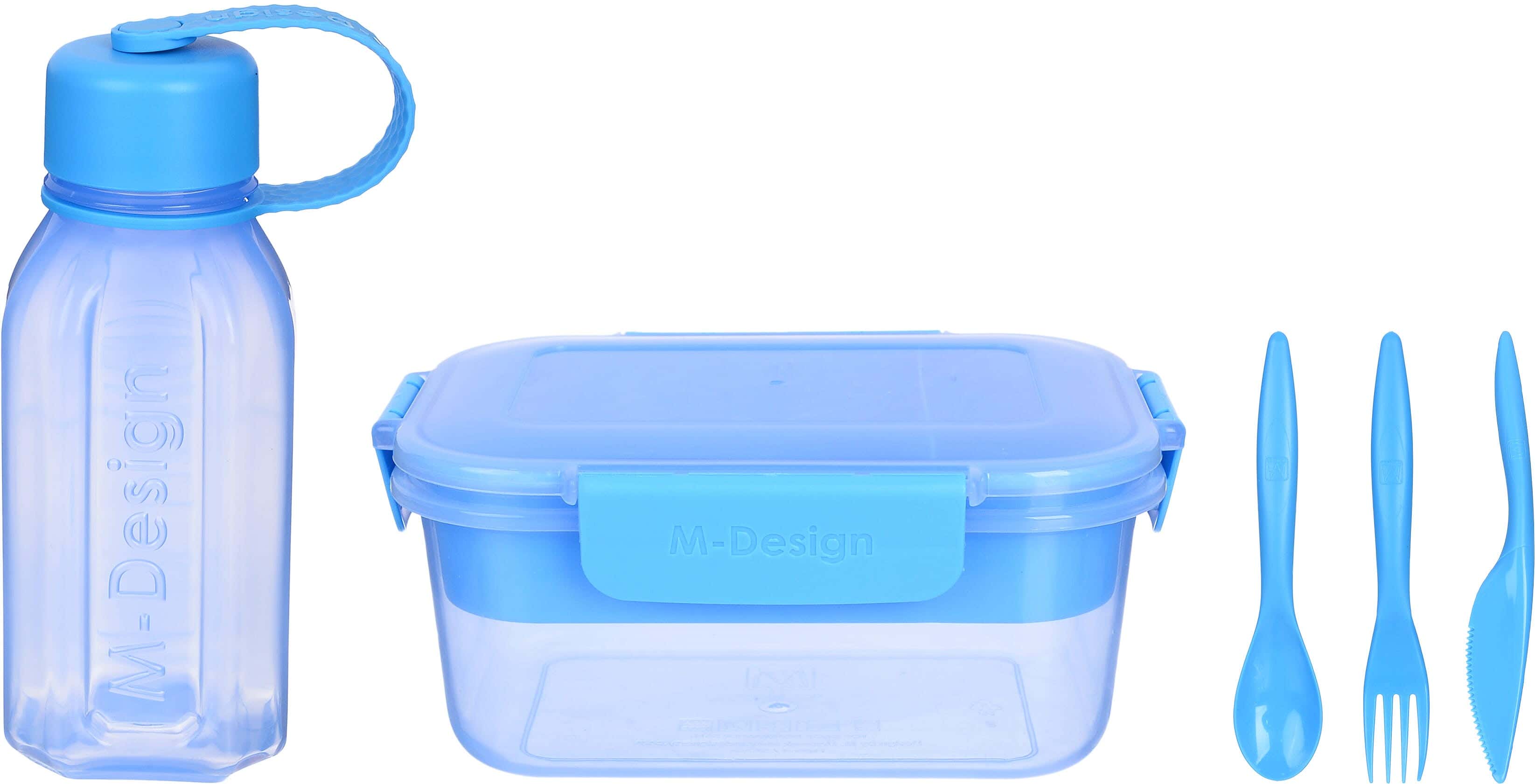 M Design Plastic Lunch Box Set, 5 Pieces - Blue