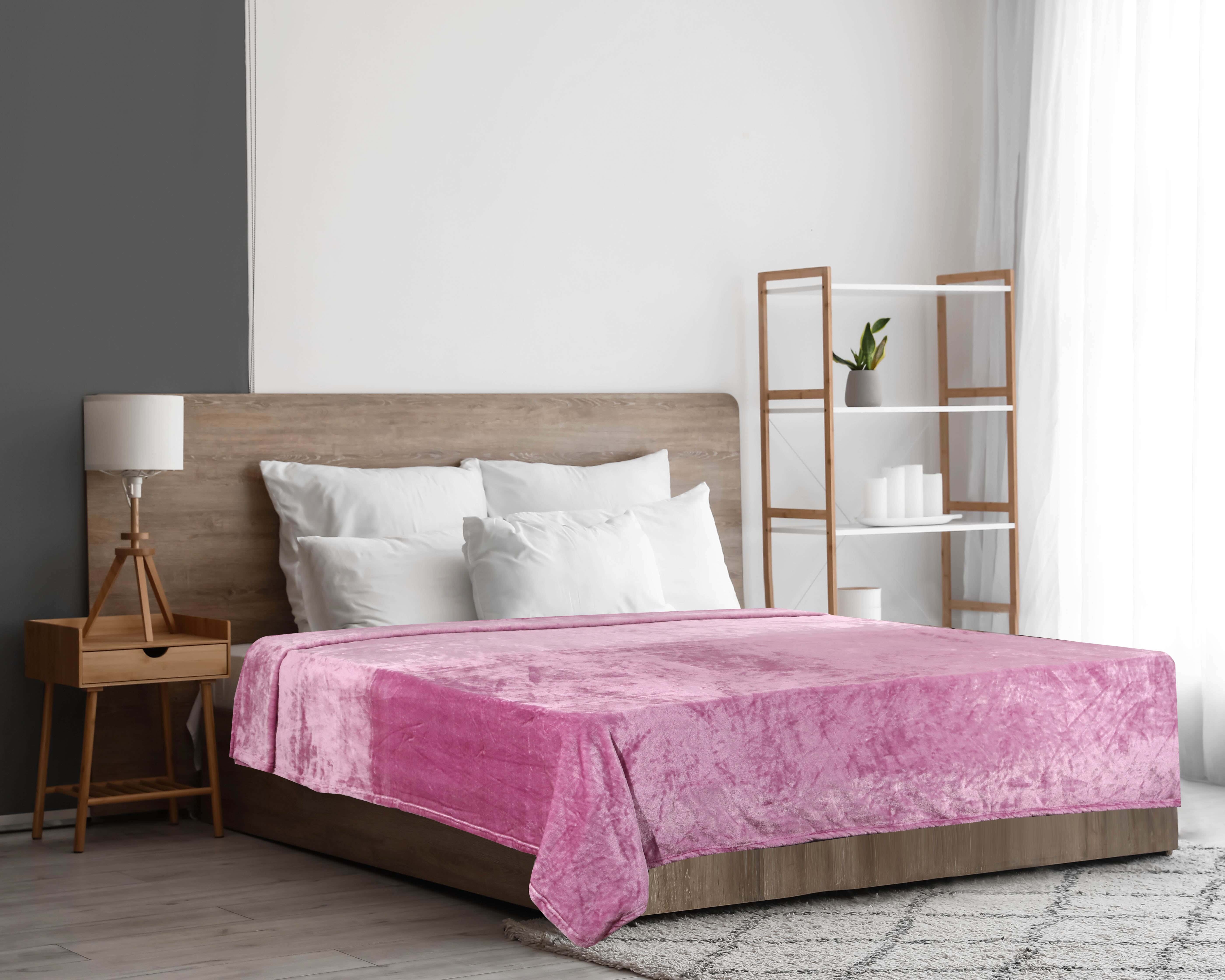 Espanol Velvet Bed Heater, 220x240 cm, 1850 gm - Mauve
