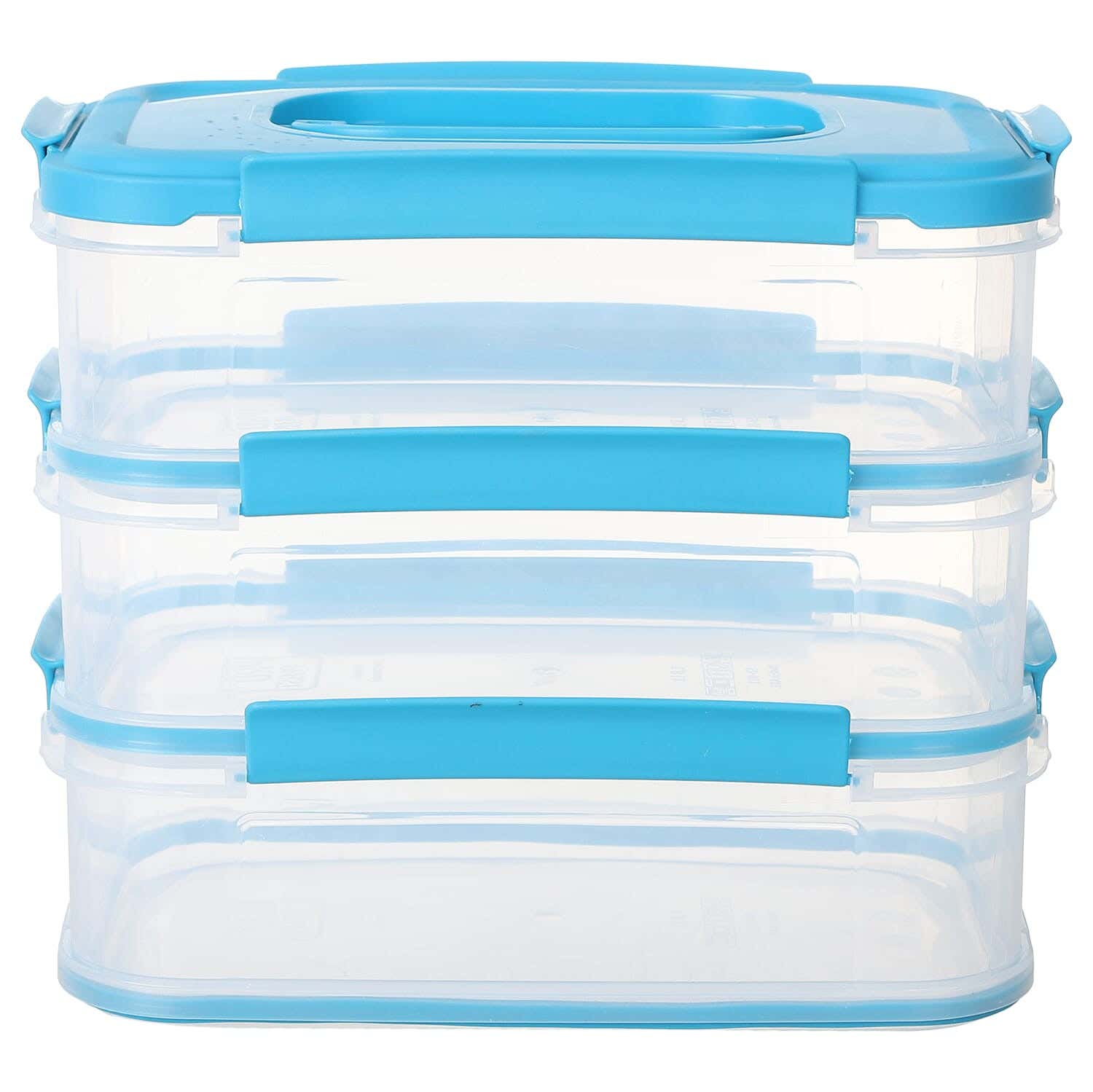 Pro Plast Smart Plastic Food Container, 3 Levels, 24 Cm, 1 Liter - Turquoise