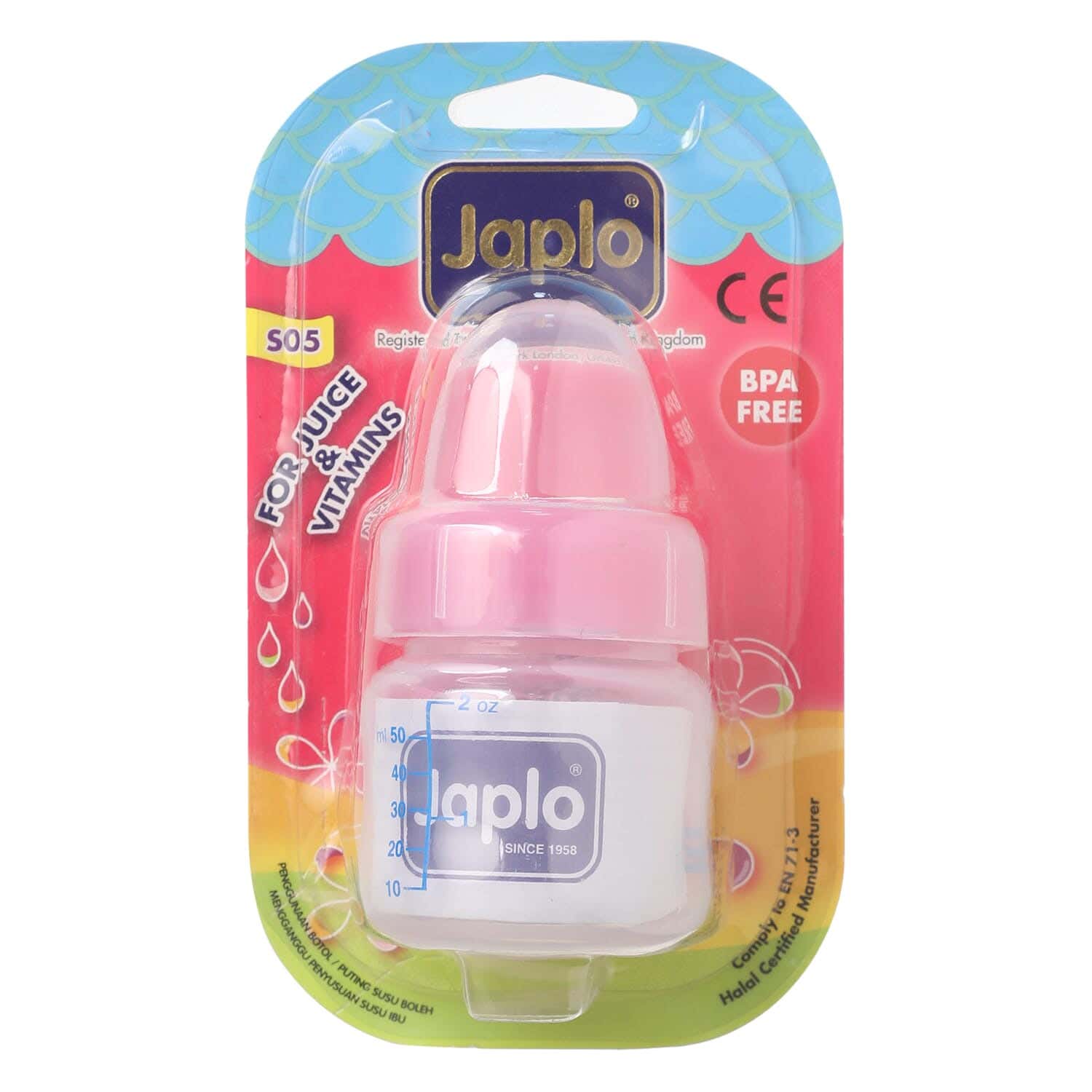 Japlo Circular Polypropylene Baby Bottles Bottle With Digital Scale, 50 ml - Clear Pink