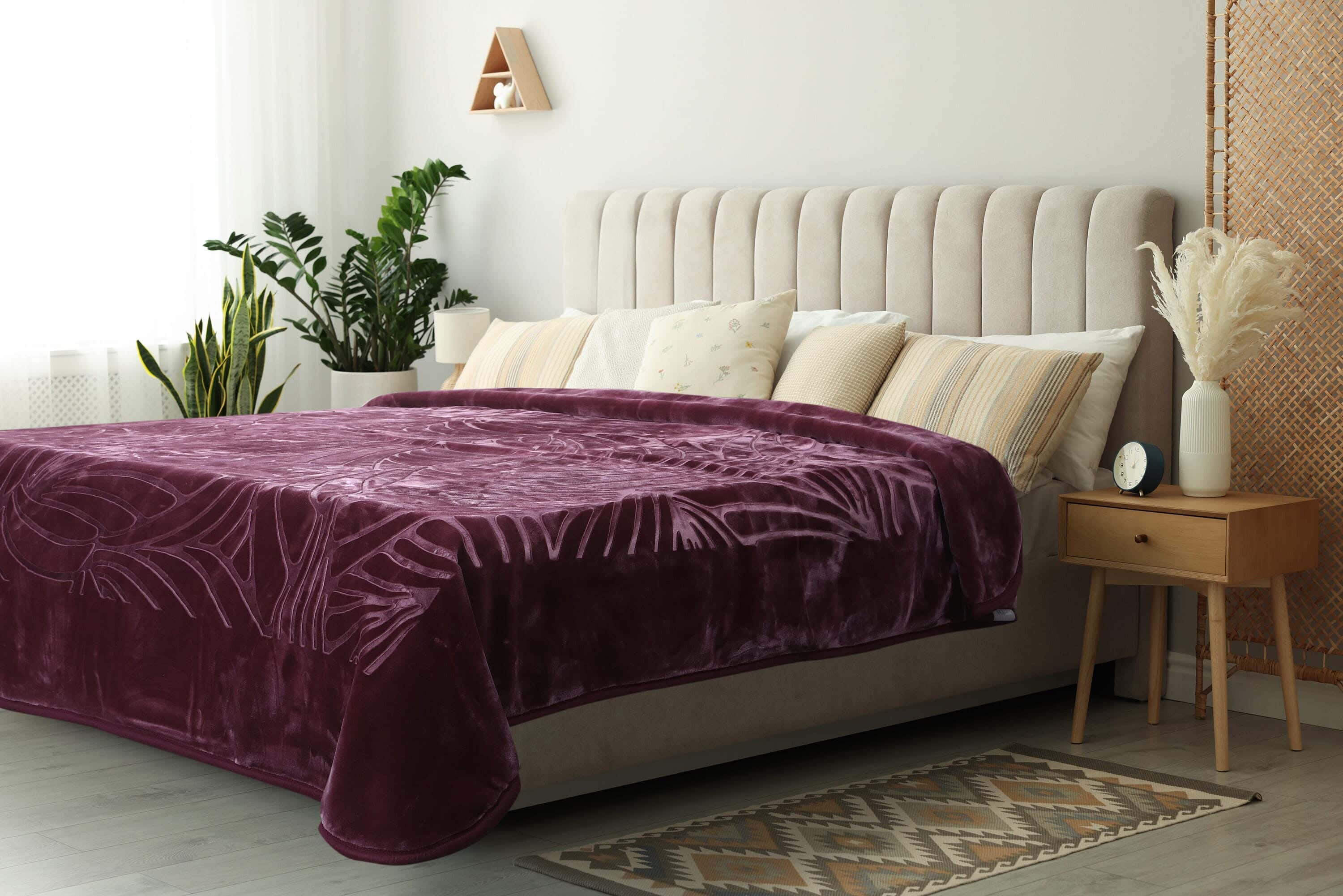Morano Velvet Blanket Double Layer, 240×220 cm, 6800 gm - Dark Red