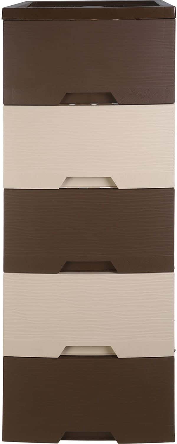 Al Wataneya Plastic Storage Racks, 5 Drawers, 109×38×47 cm - Brown Beige