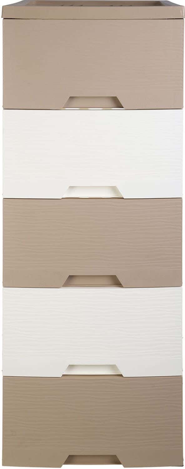 Al Wataneya Plastic Storage Racks, 5 Drawers, 109×38×47 cm - White Beige