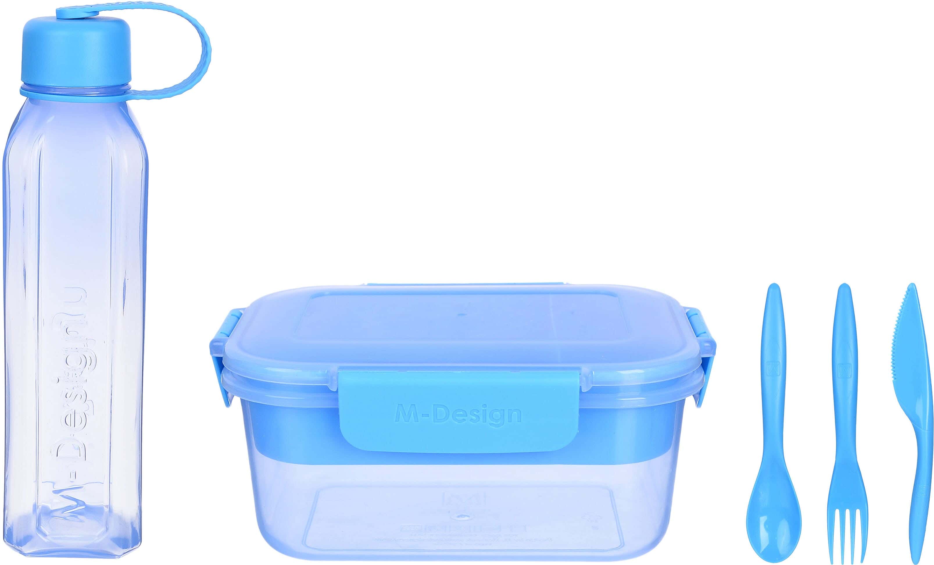 M Design Plastic Lunch Box Set, 5 Pieces - Blue