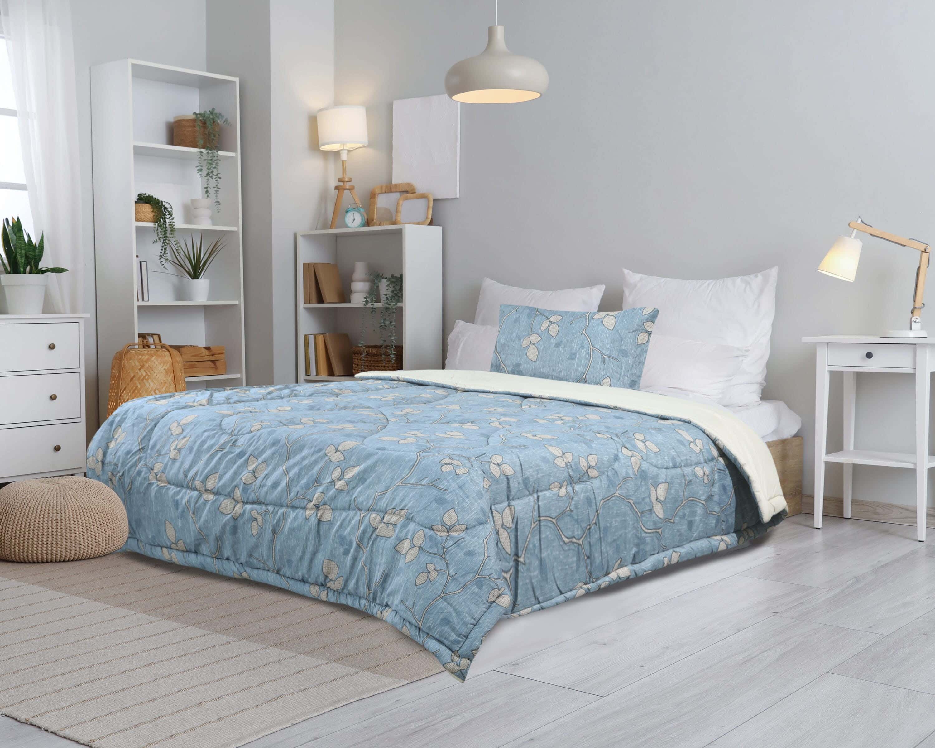 Ronza Home Microfiber Quilt Set, 4 Pieces, 240×175 cm, 5000 gm - Light Petrol