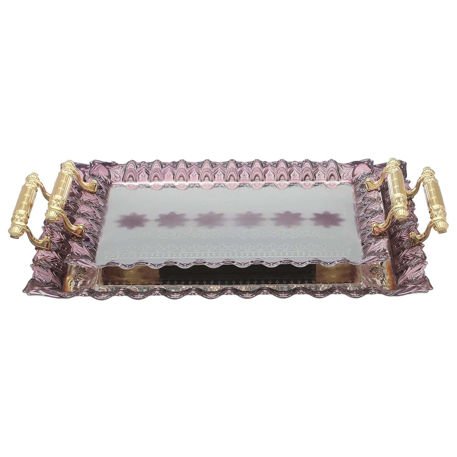 Falmer Nickel chromium Serving Tray Set, 2 Pieces - Mauve