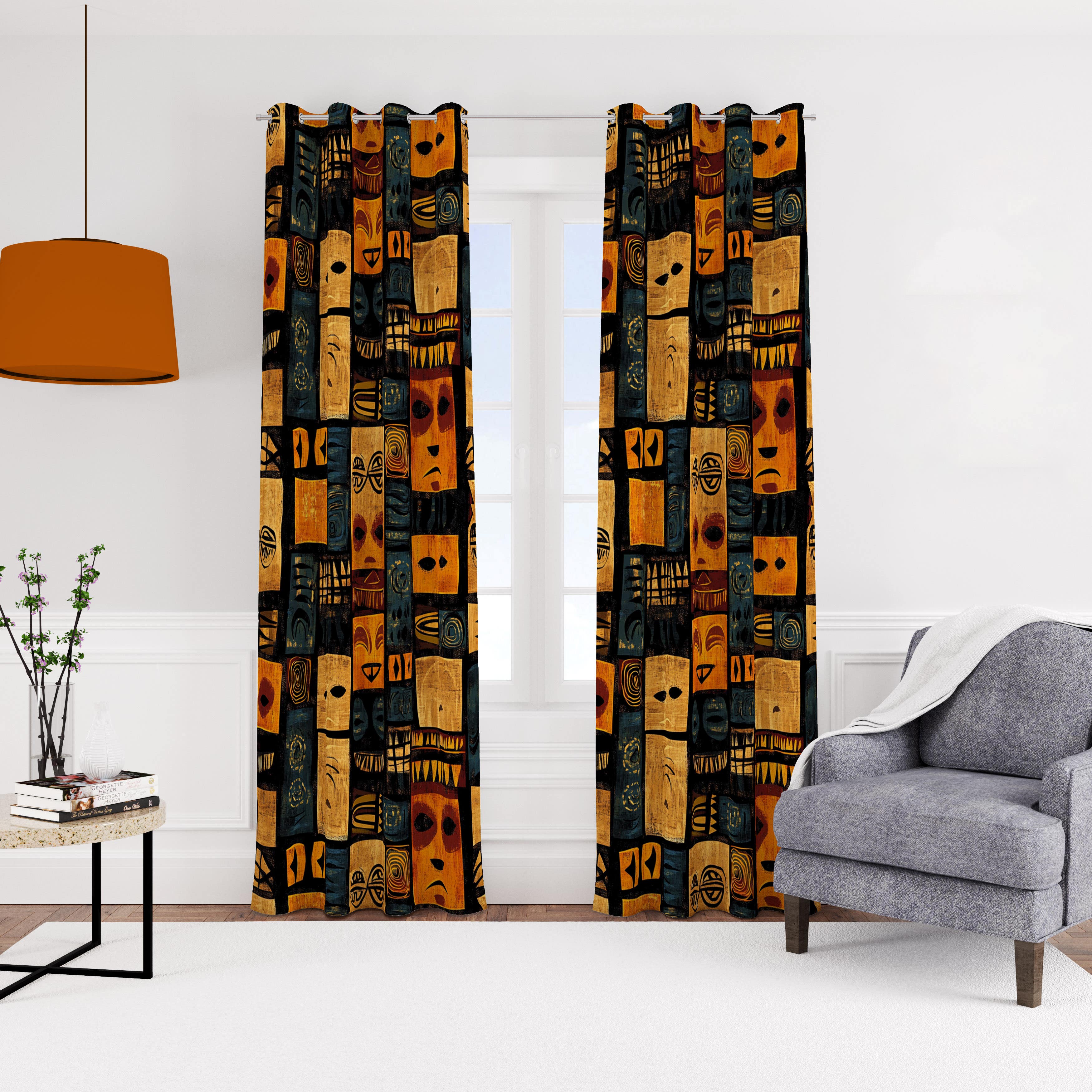 Velvet curtain with rings, 140 x 270 cm, one piece - multi-colored