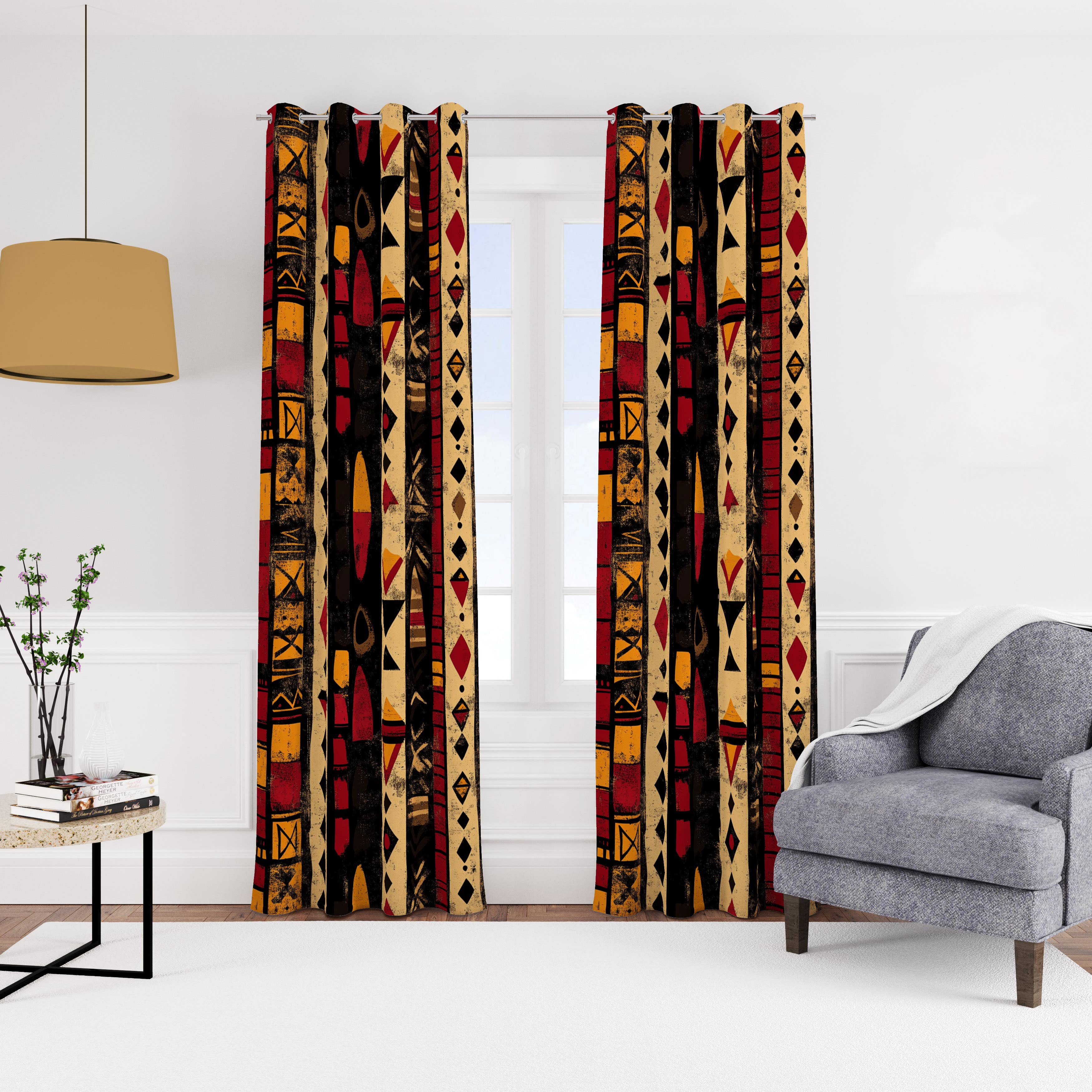 Velvet curtain with rings, 140 x 270 cm, one piece - multi-colored