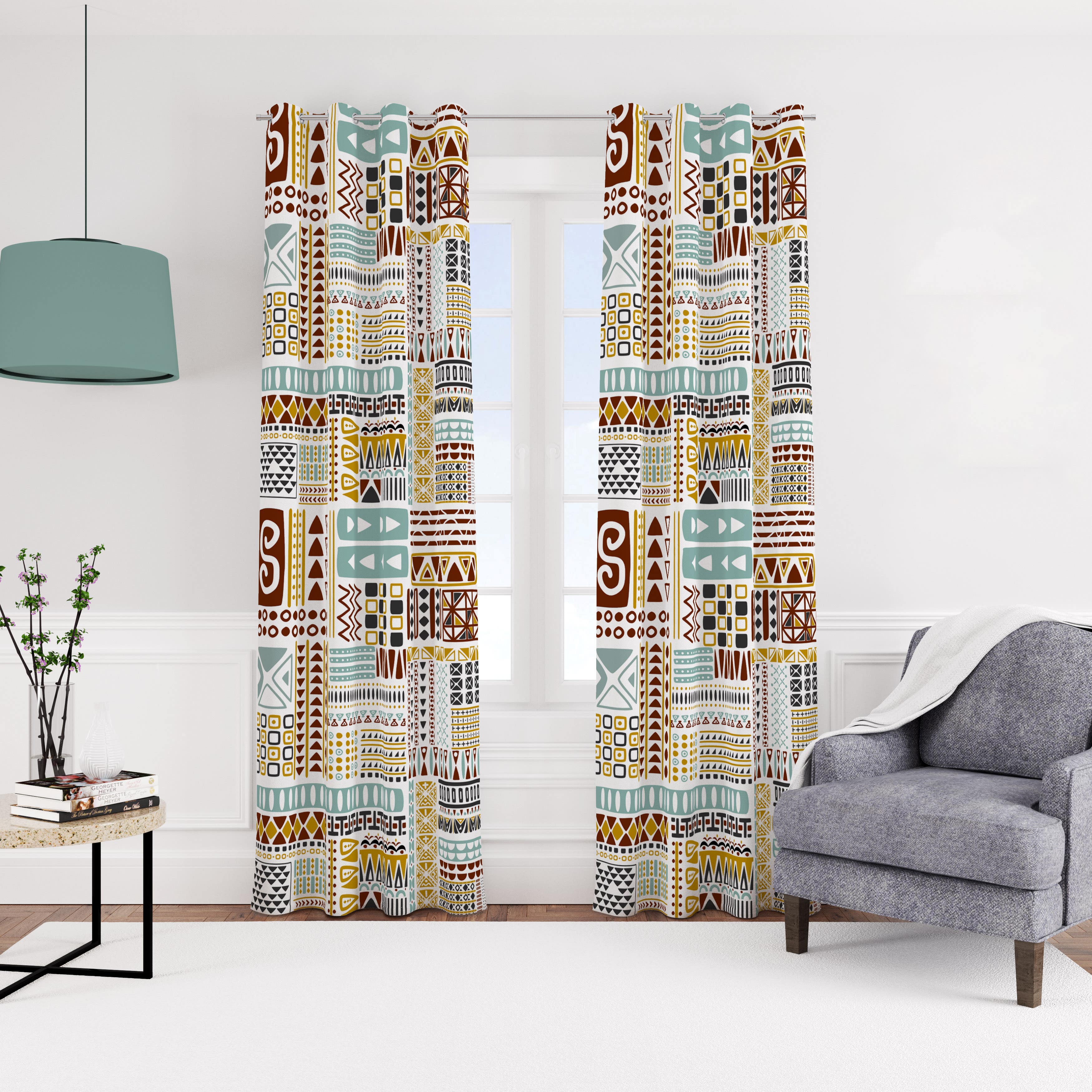 Velvet curtain with rings, 140 x 270 cm, one piece - multi-colored