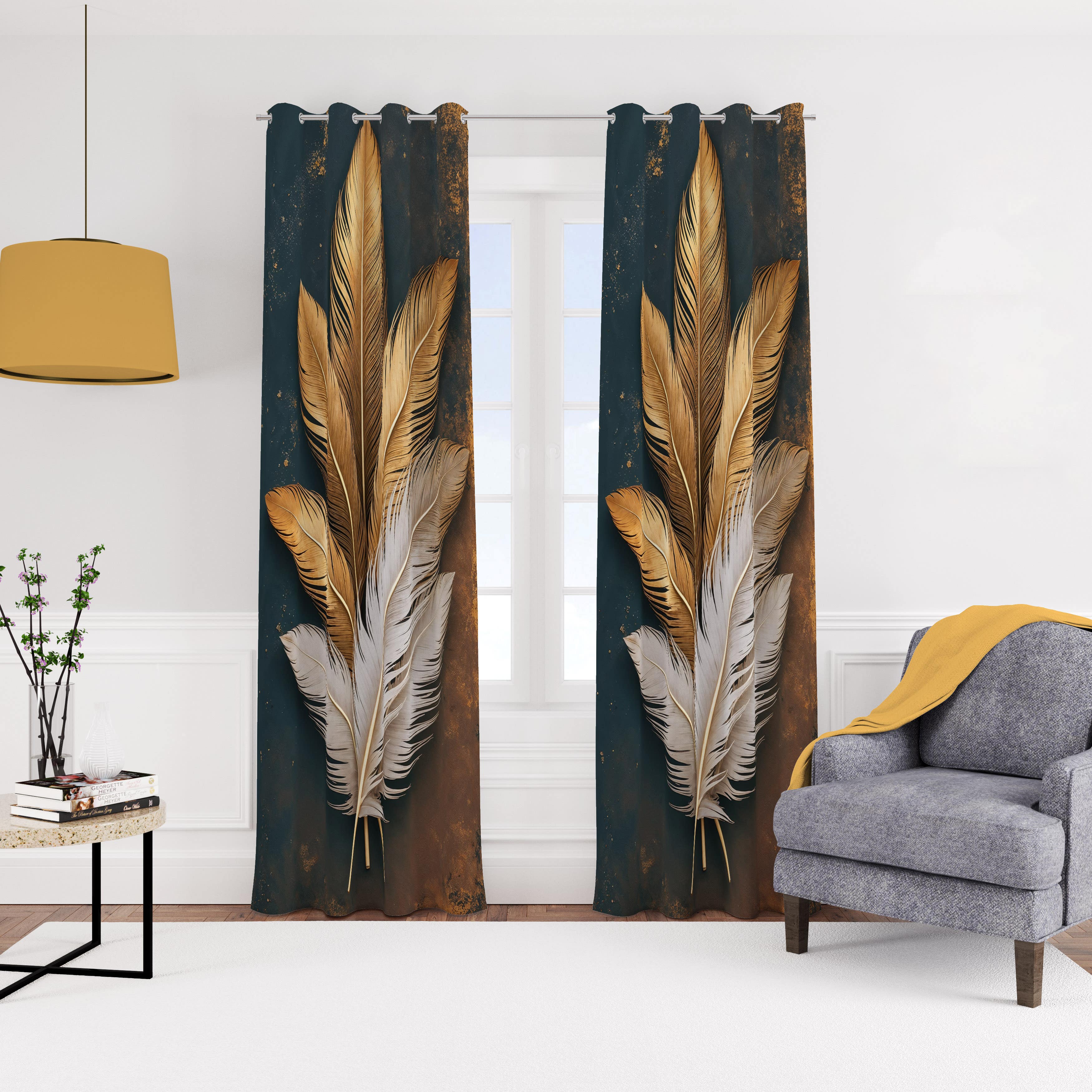 Velvet curtain with rings, 140 x 270 cm, one piece - multi-colored