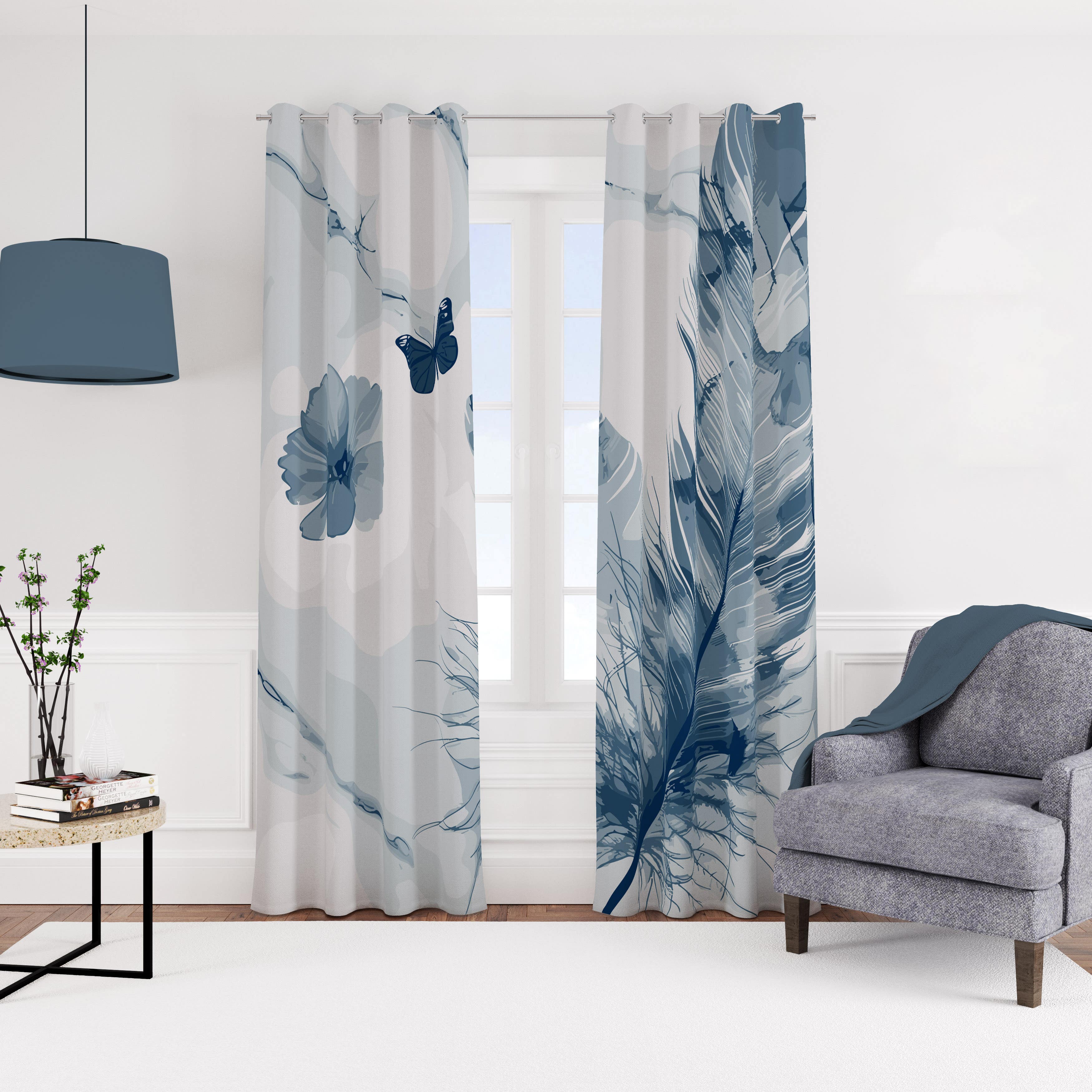 Velvet curtain with rings, 140 x 270 cm, one piece - multi-colored