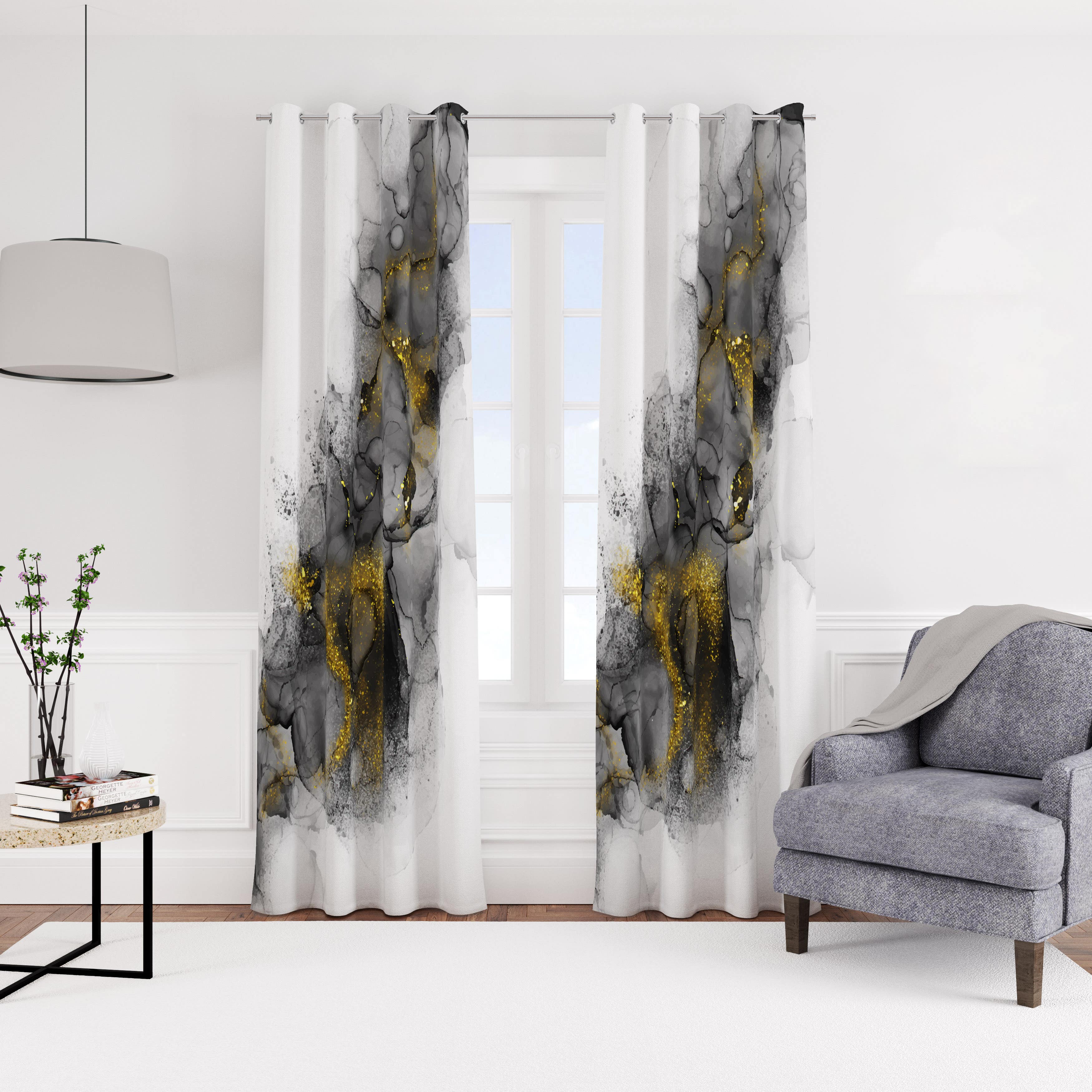 Velvet curtain with rings, 140 x 270 cm, one piece - multi-colored